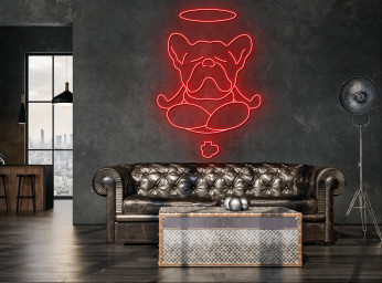 Cute Bulldog Yoga Neon Sign Wall Decor