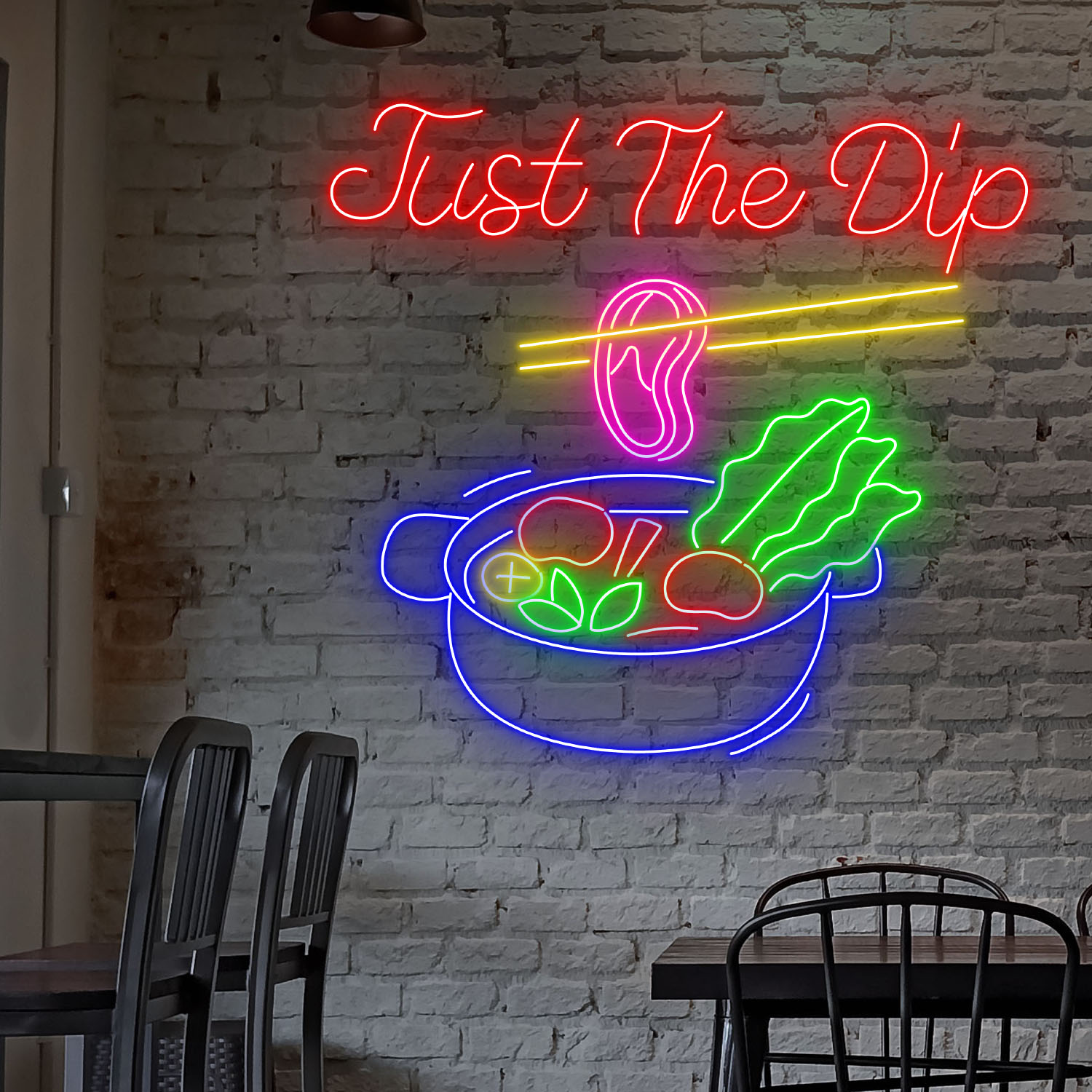 Hotpot Just The Dip Neon Sign Restaurant Wall Art Decor