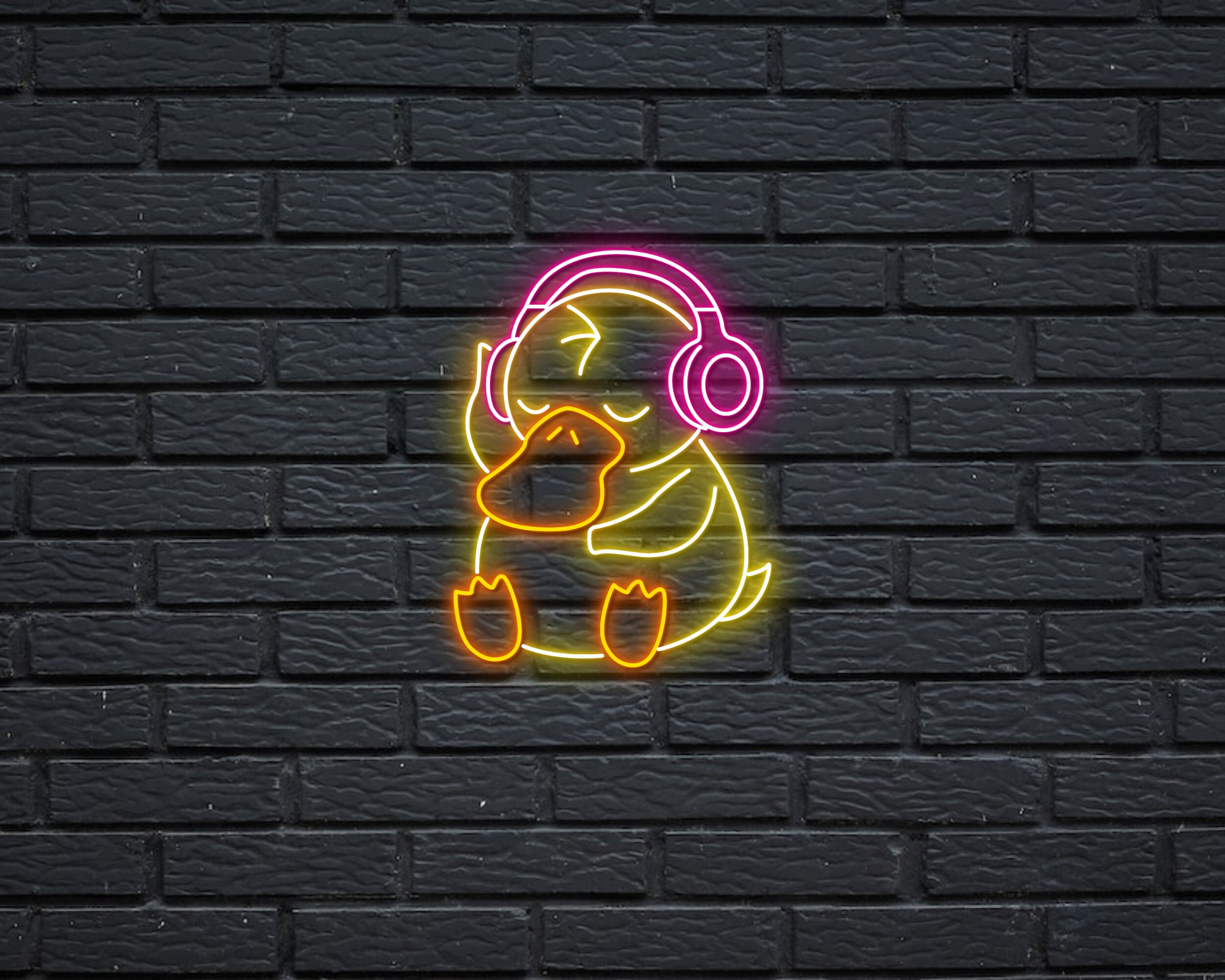 Chibi Duck With Earphone Neon Led Sign