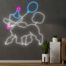 Poodle Dog Balloon Neon Sign Vet Pet Shop Salon Decor