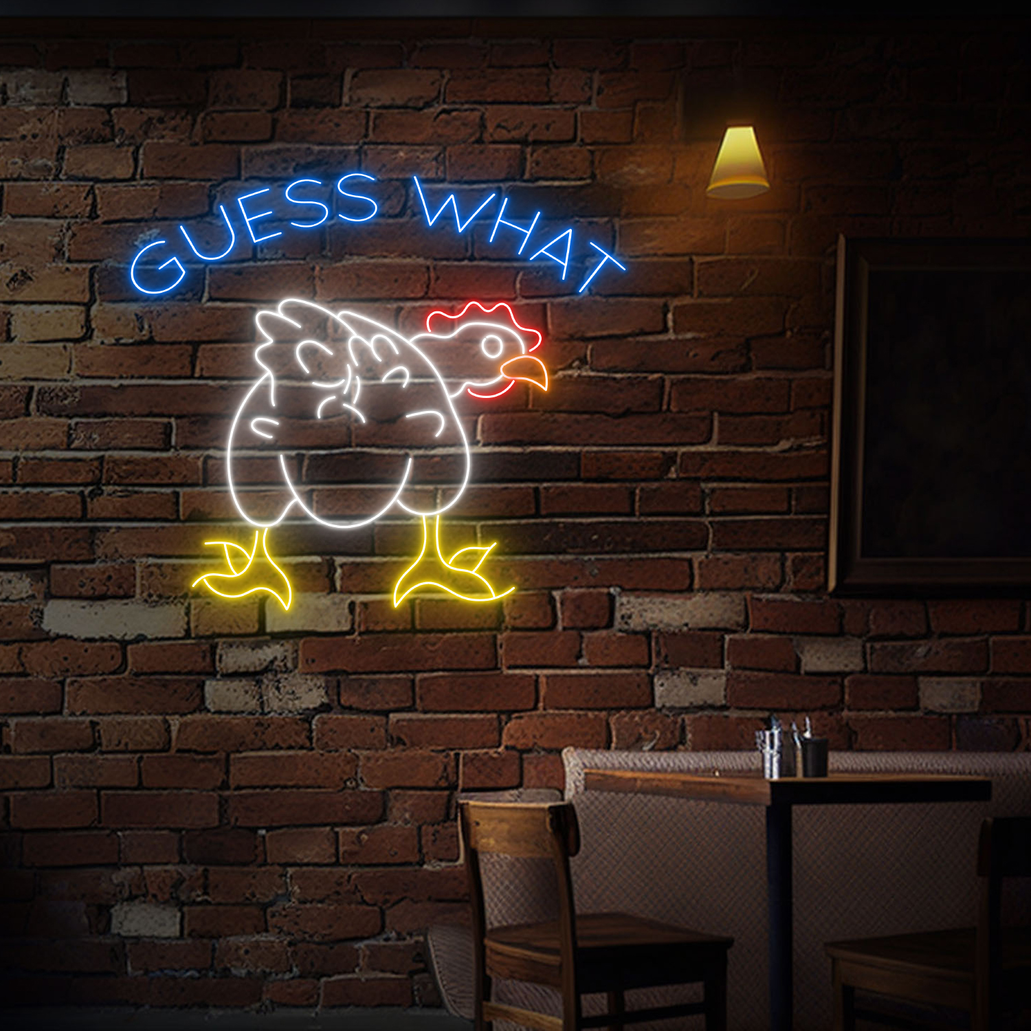 Guess What Funny Chicken Neon Sign Cute Wall Decor