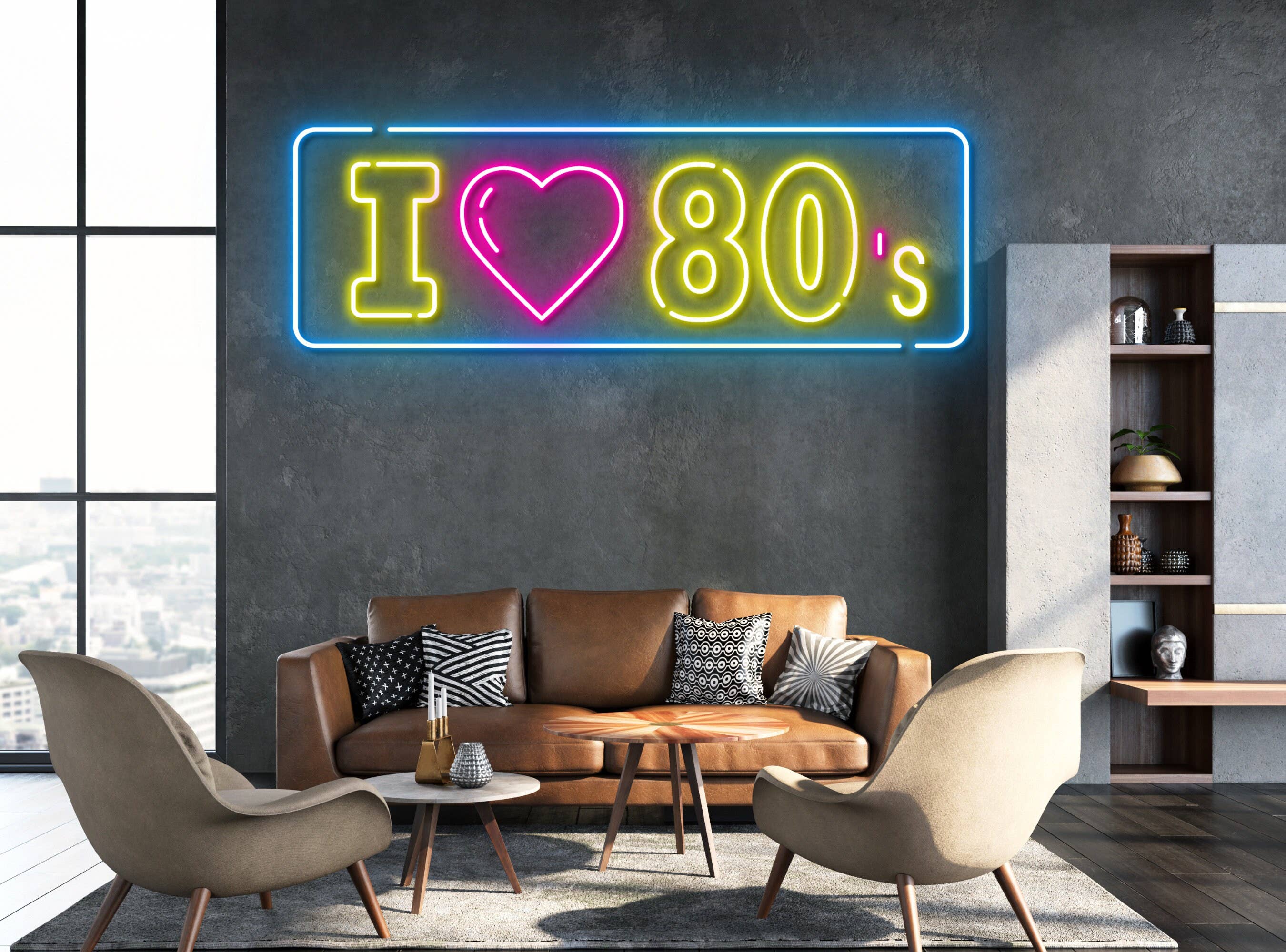 I Love 80's Neon Sign Vintage Wall Decor