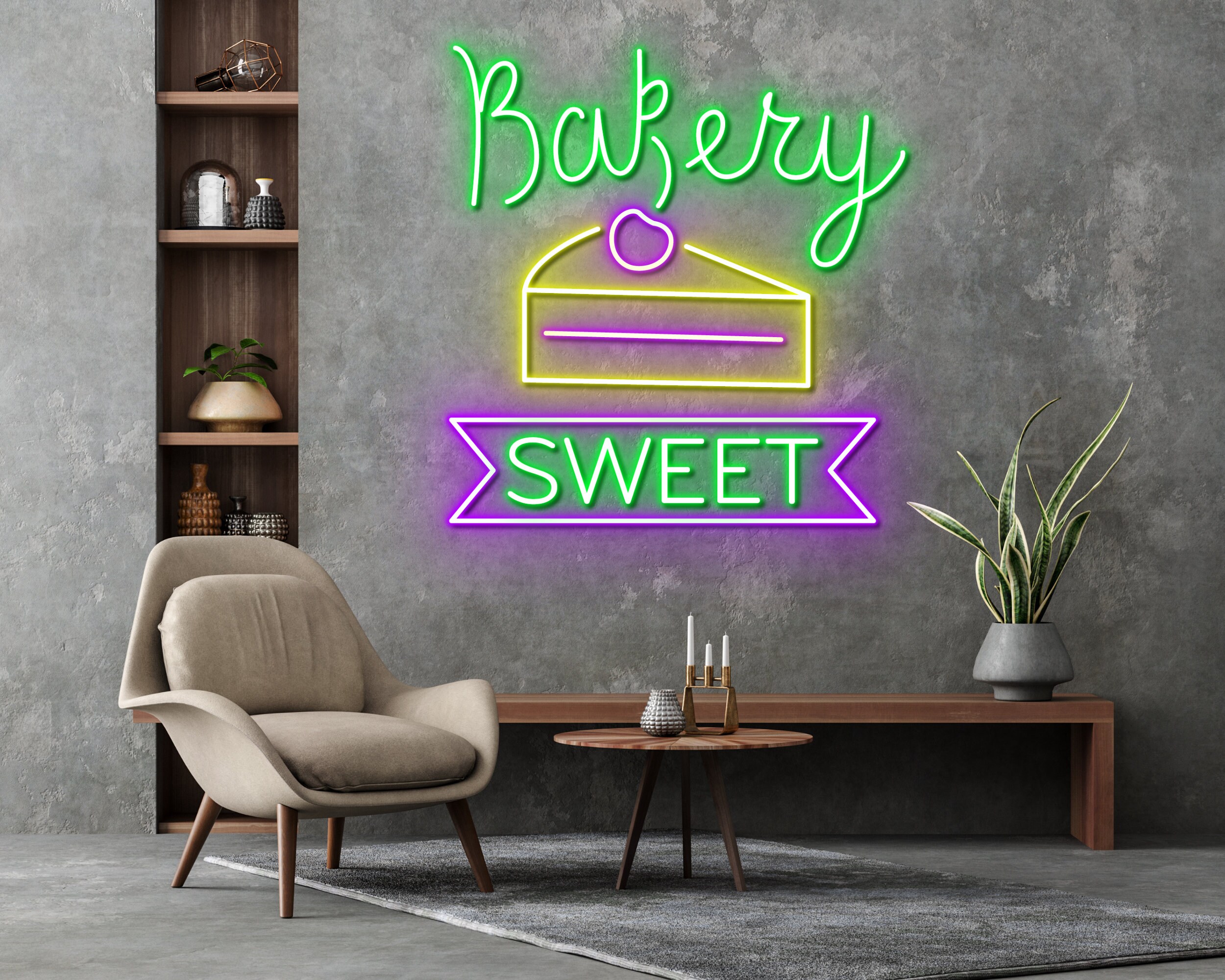 Bakery Birthday Cake Neon Sign