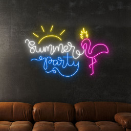 Pink Flamingo Summer Party Neon Sign Decor