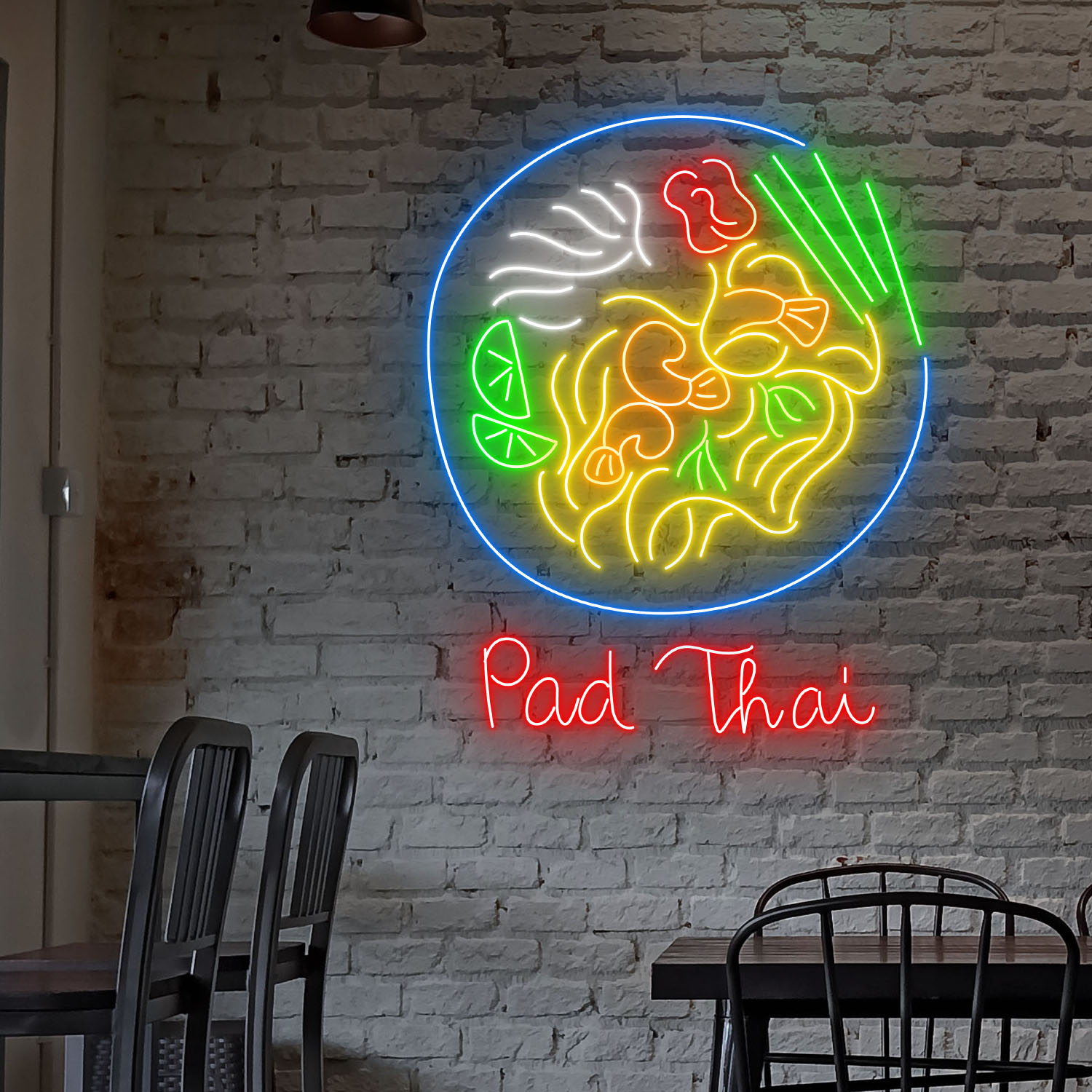 Pad Thai Neon Sign Thailand Food Restaurant Wall Decor