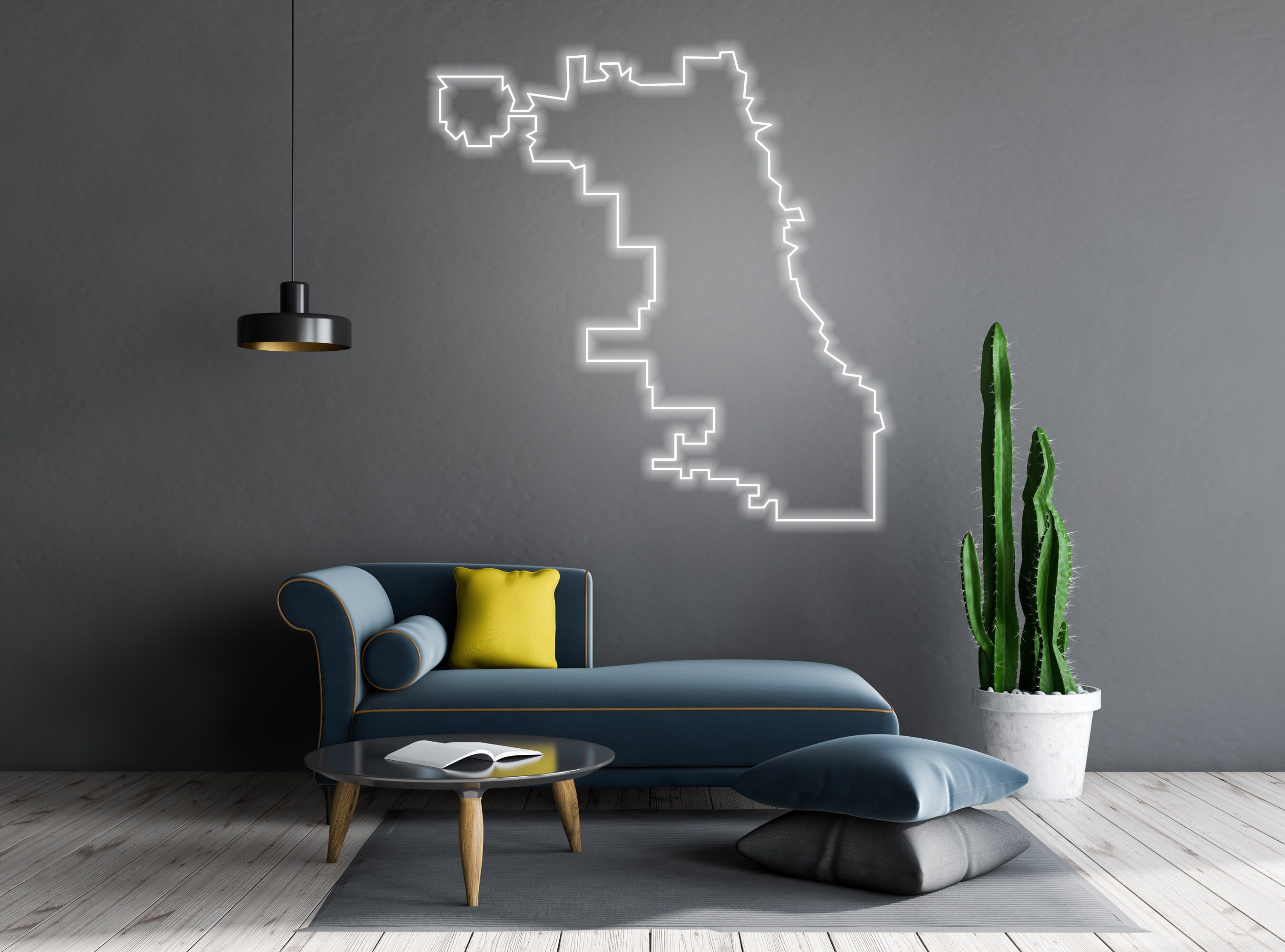 Chicago City Outline Map Neon Sign City Of US