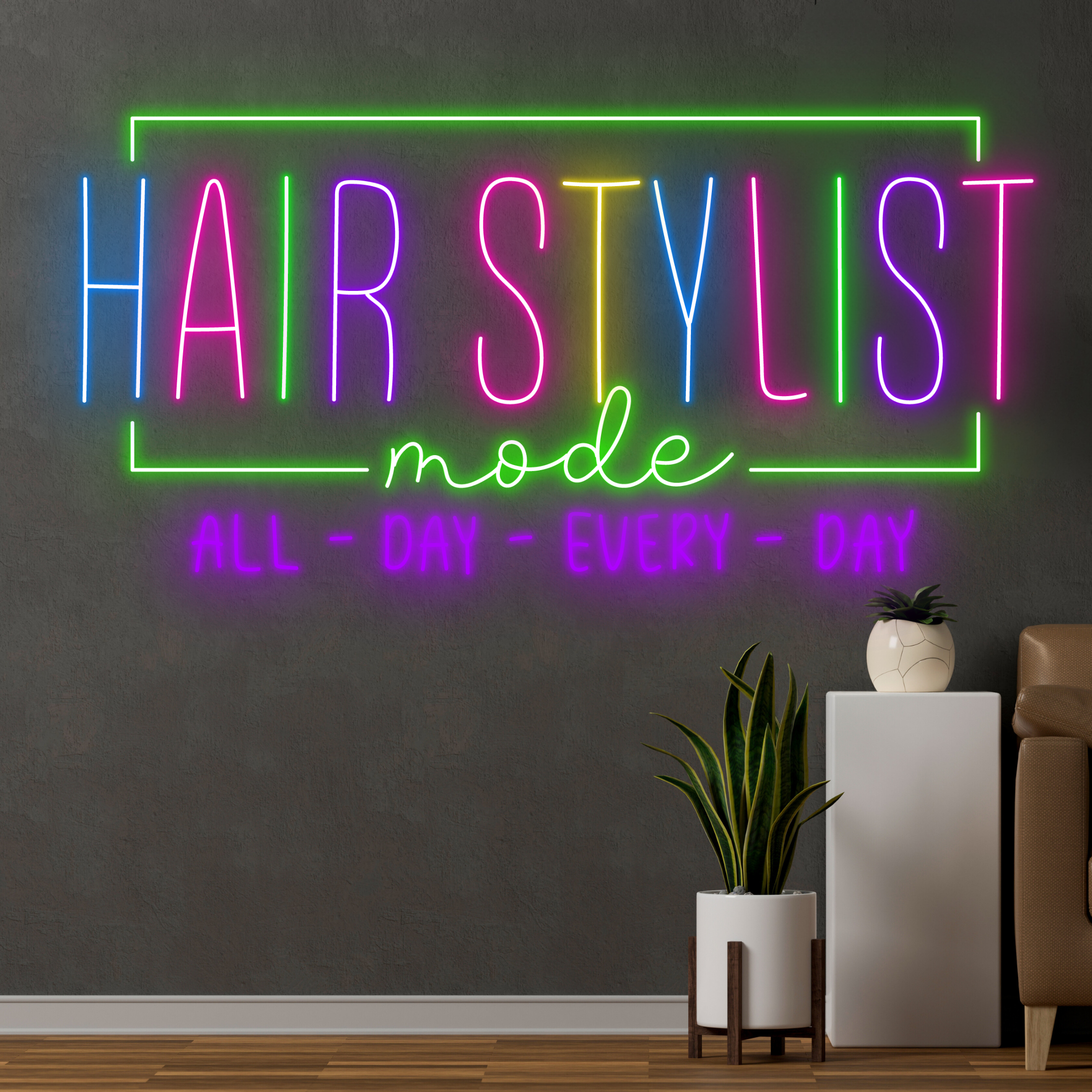 Hair Stylish Mode All Day Neon Sign Store Decor