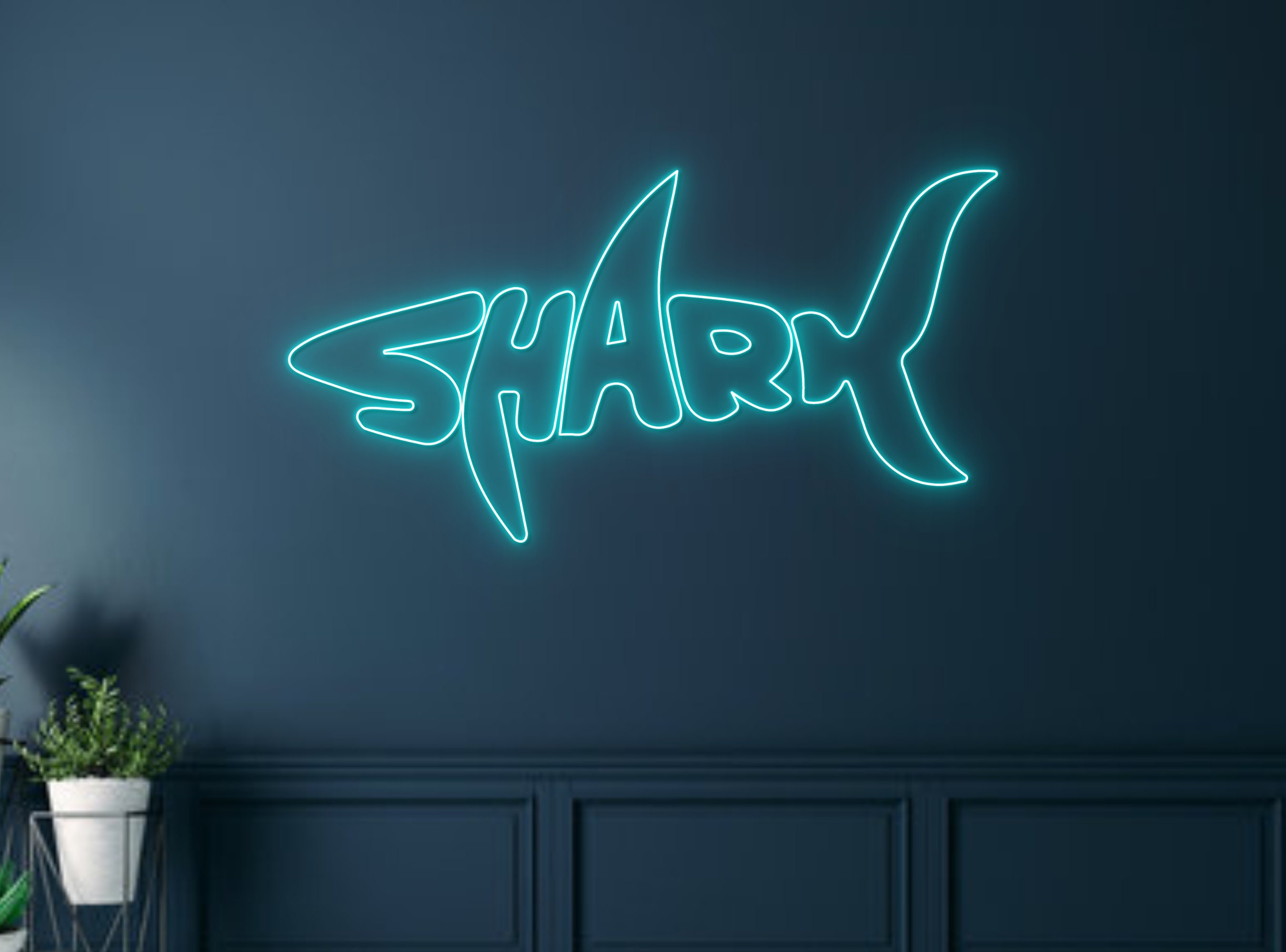 Shark Logo Neon Sign Wall Art Decor Gift