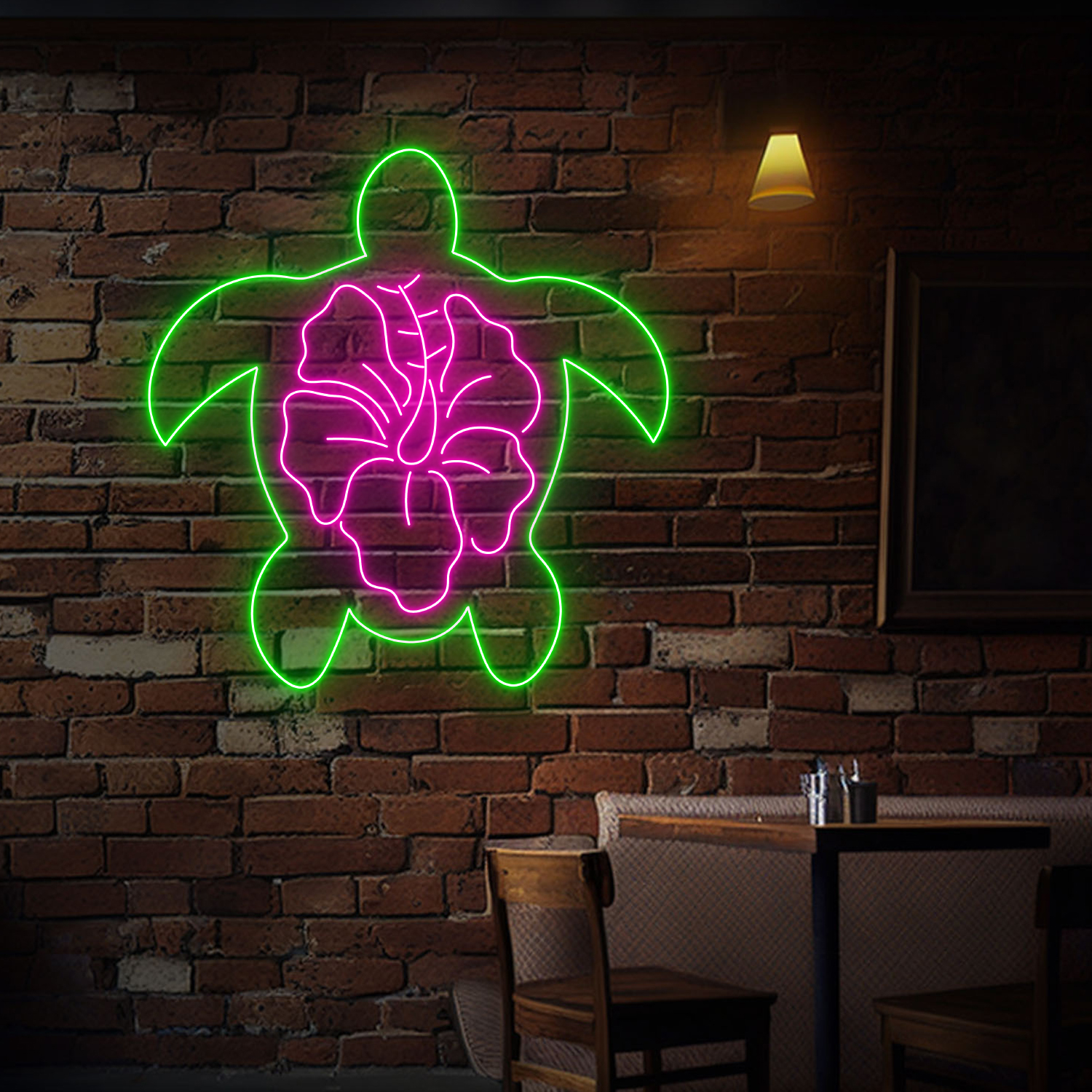 Turtle Hibiscus Neon Sign Animal Wall Art Decor