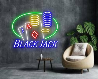 Blackjack Neon Sign Poker Club And Casino Decor