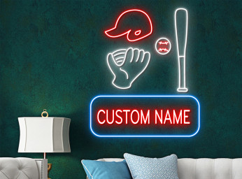 Custom Name Baseball Neon Sign Wall Decor