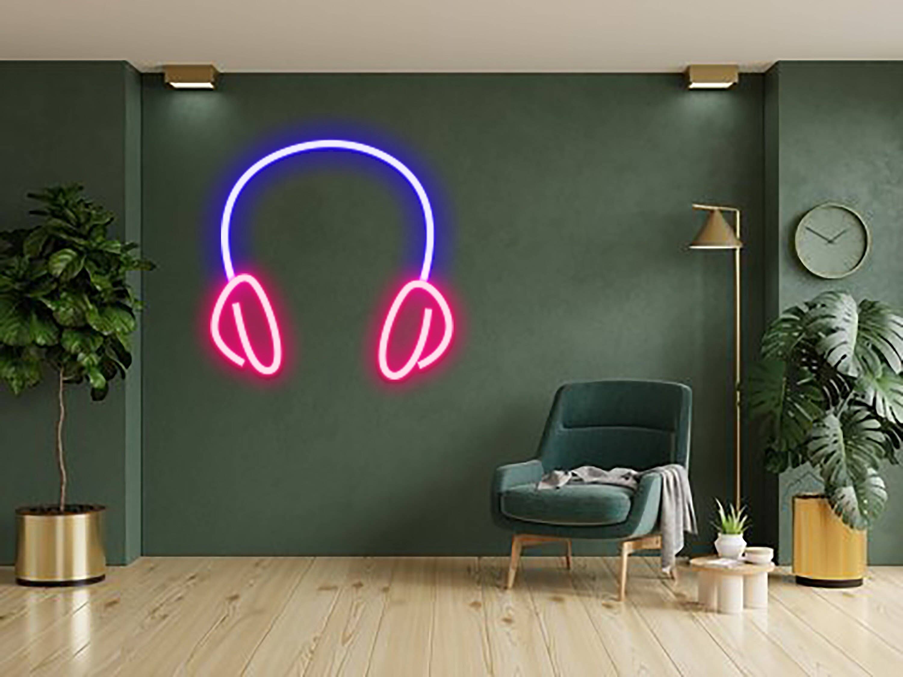 Headphone Neon Sign Music Studio Decor