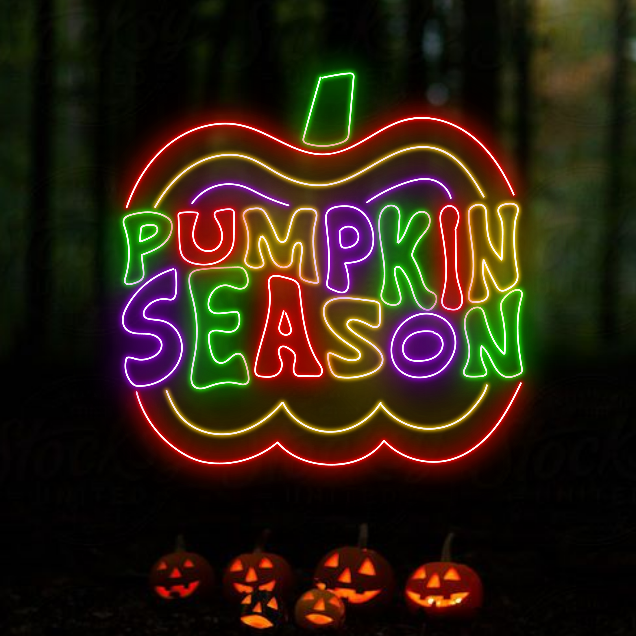 Pumpkin Season Neon Signs Halloween Deco Thanksgiving Decor