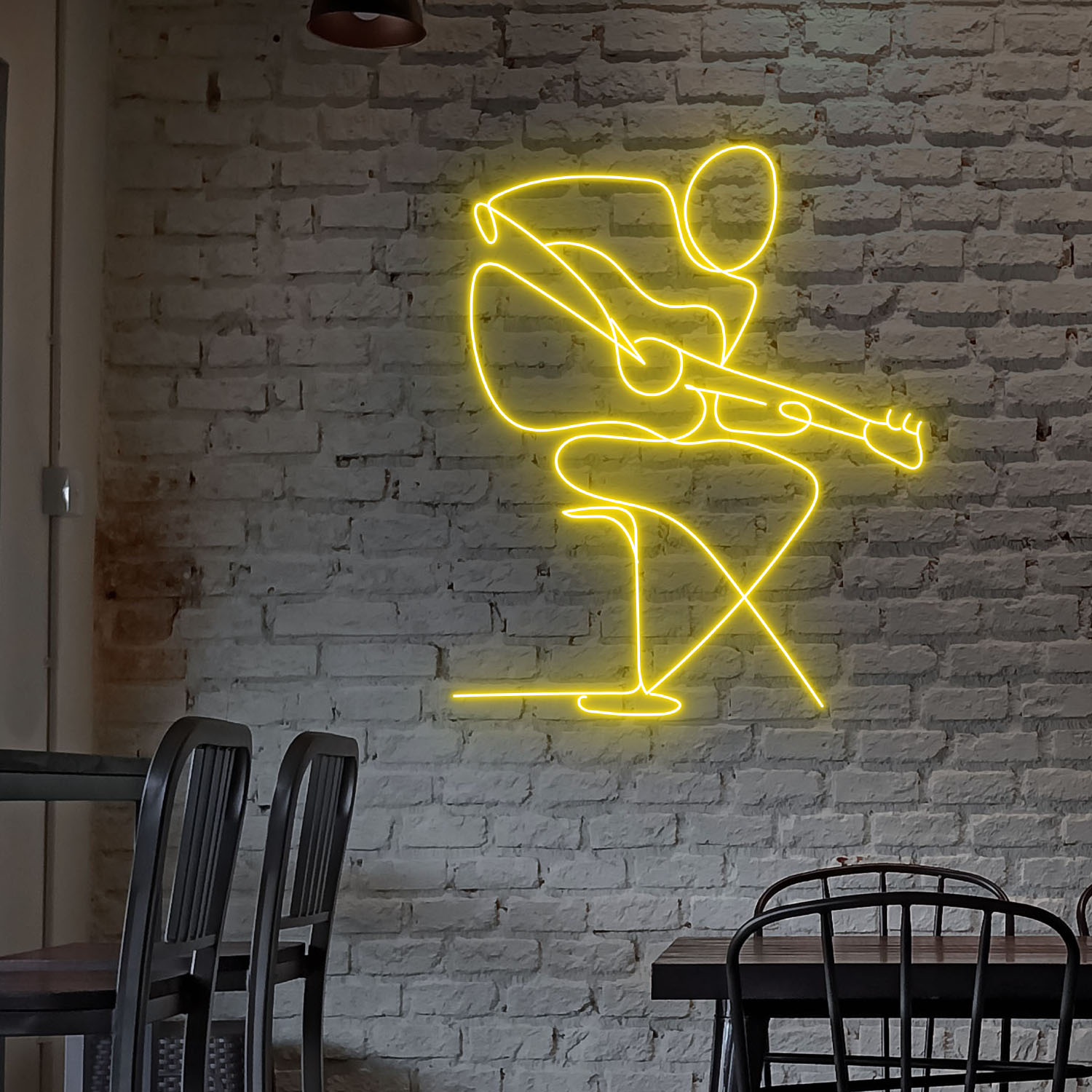 Guitarist Neon LED Sign Play Guitar Line Art Wall Home Decor