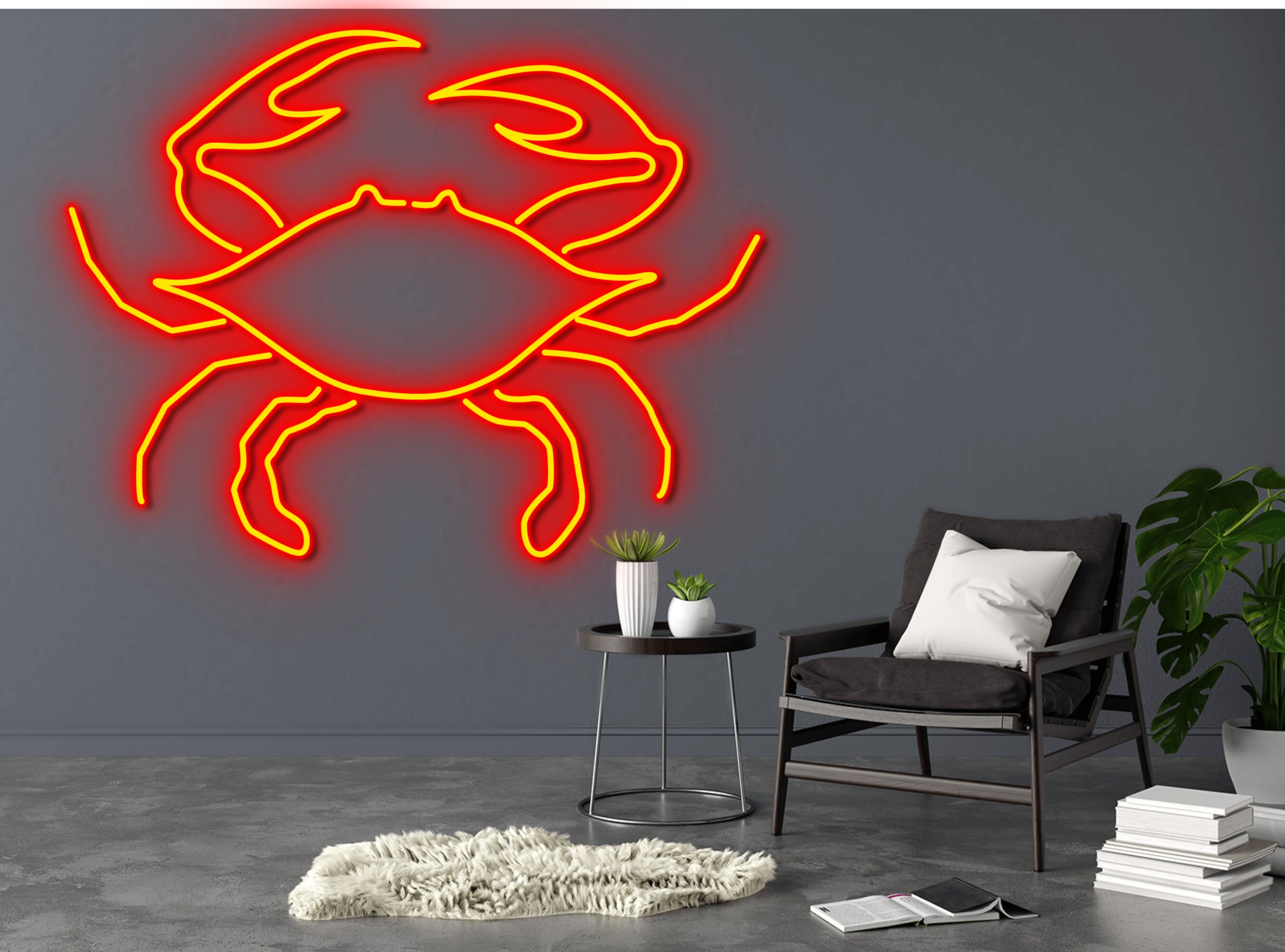 Crab Seafood Open House Restaurant Neon Sign Beach Kitchen Decor