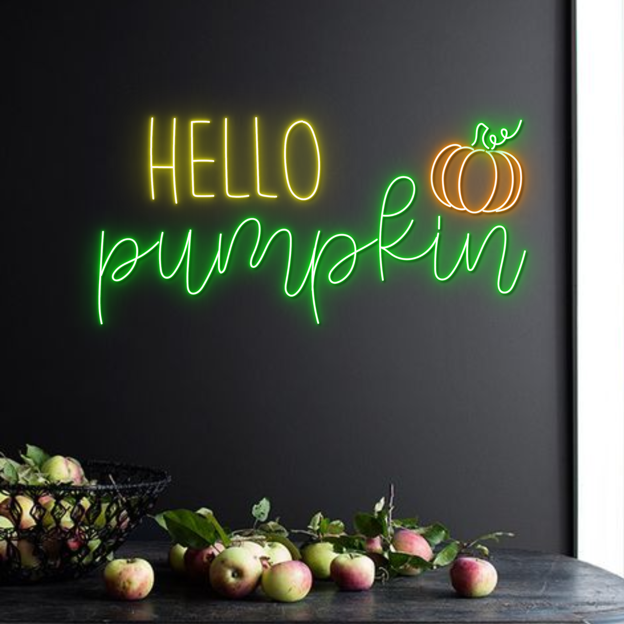 Hello Pumpkin Neon Sign Thanksgiving Light Wall Decor