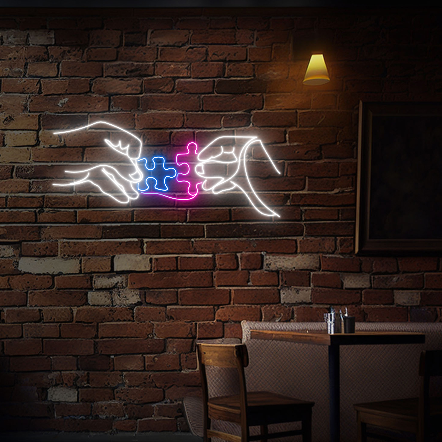 Puzzle Neon Sign Couple Puzzle Wall Art Home Decor