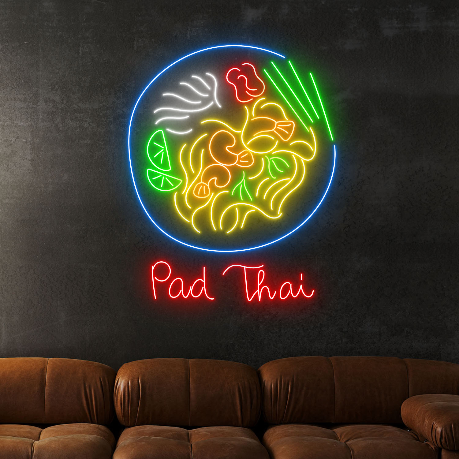 Pad Thai Neon Sign Thailand Food Restaurant Wall Decor