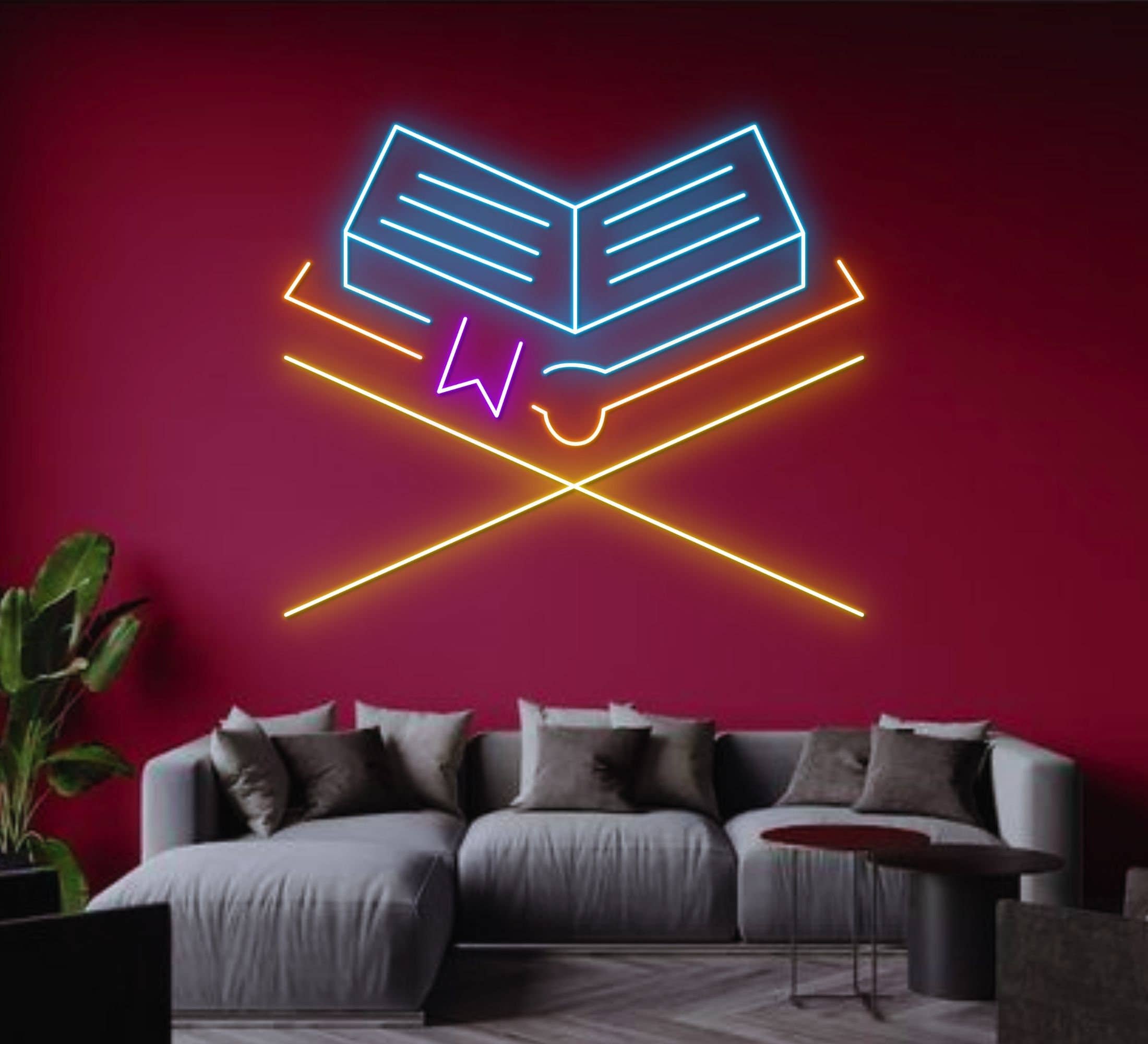 Book Neon Sign Book Store Book Club Wall Signboard Decor