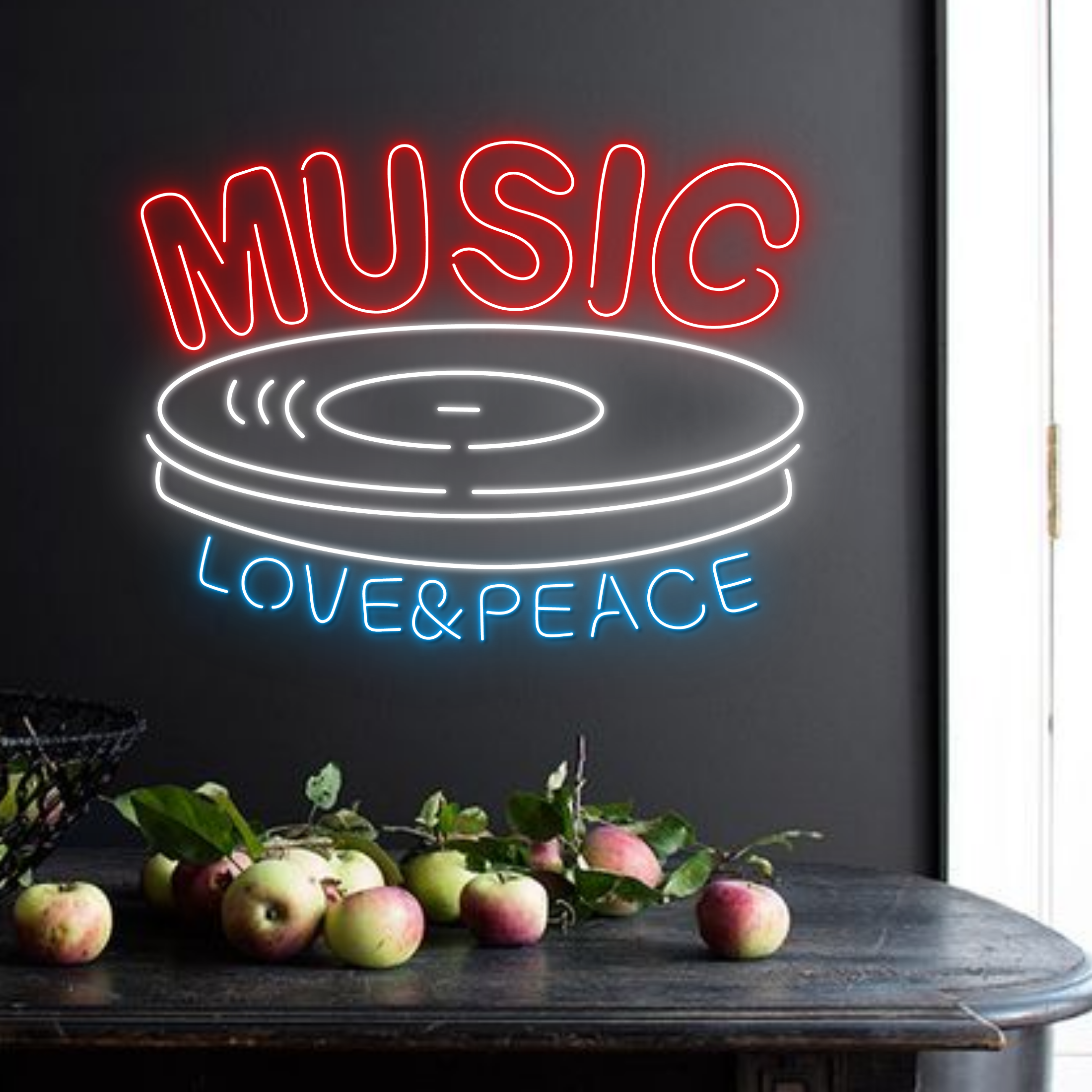 Music Love And Peace Neon Sign Music Studio Decor