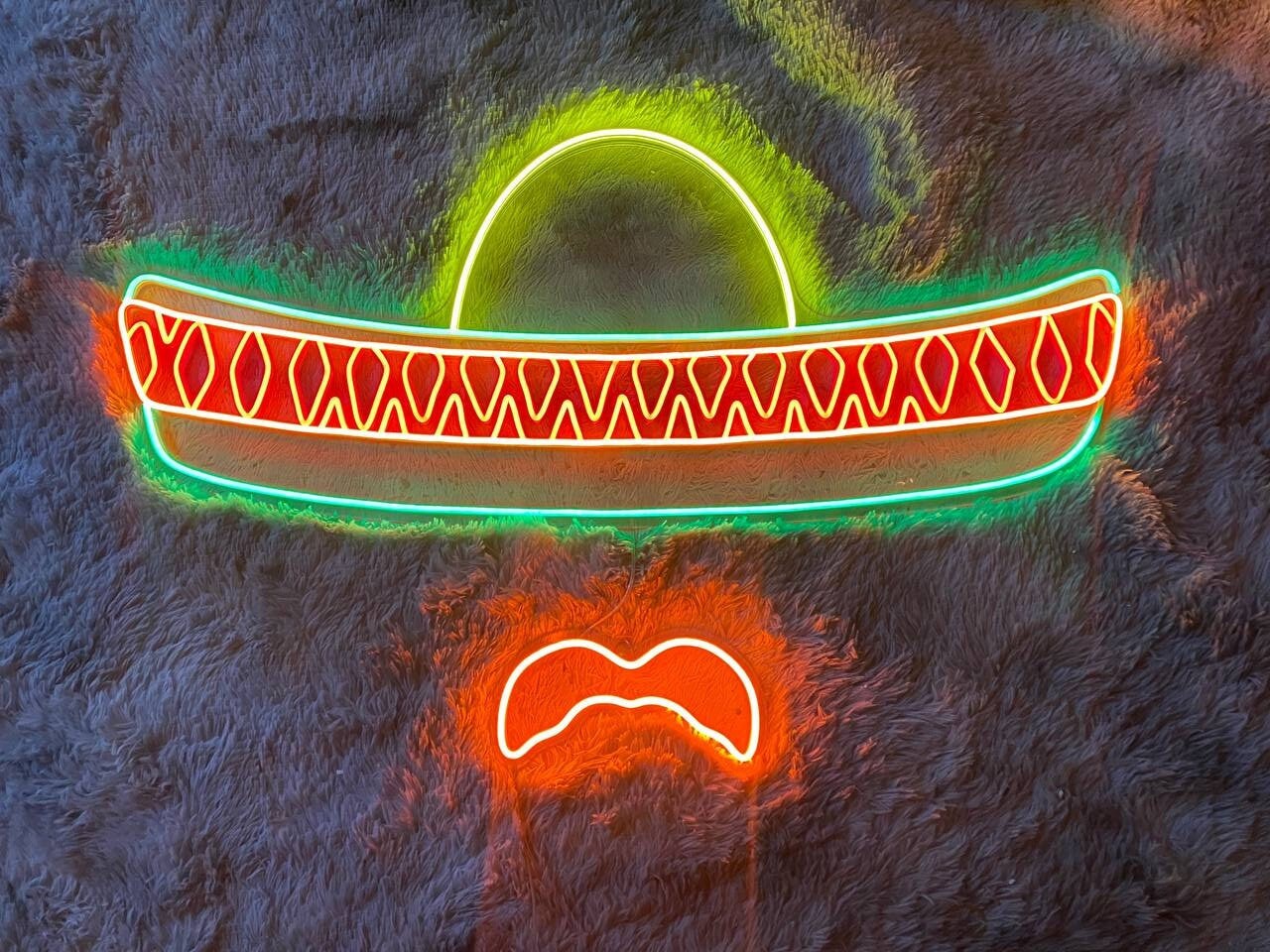 Mexican Man Hat Fiesta Sombreros Neon Sign