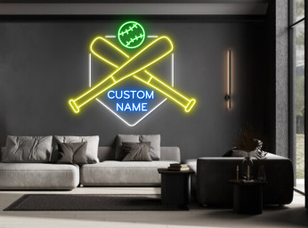 Custom Name Baseball Neon Sign Hanging Sign Wall Art