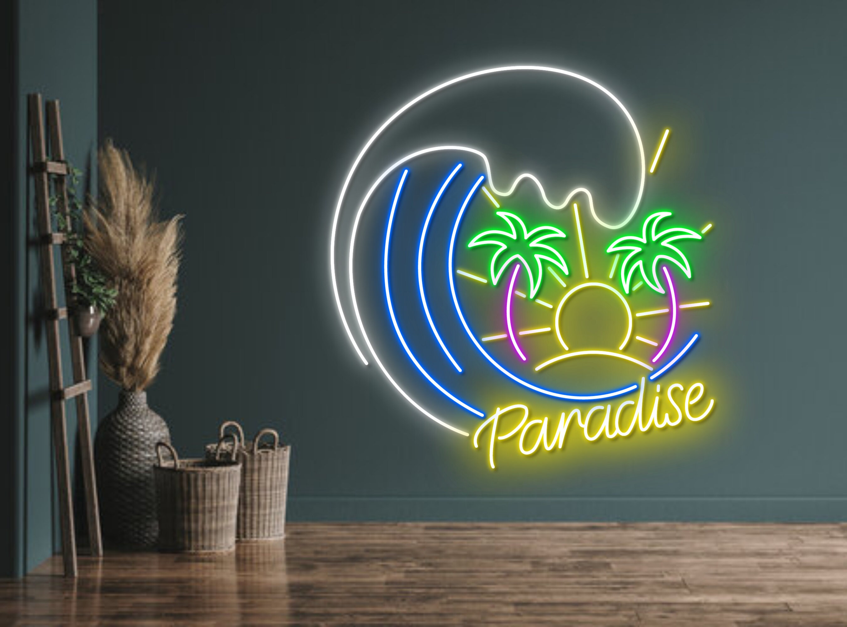 Paradise Beach View Neon Sign
