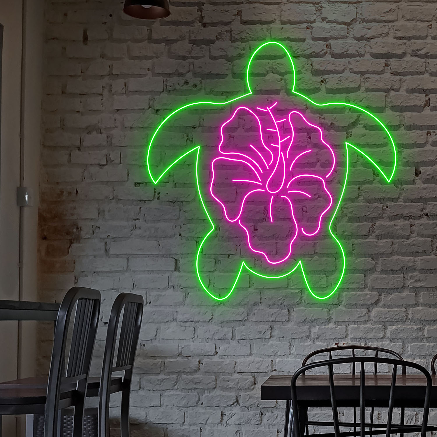 Turtle Hibiscus Neon Sign Animal Wall Art Decor