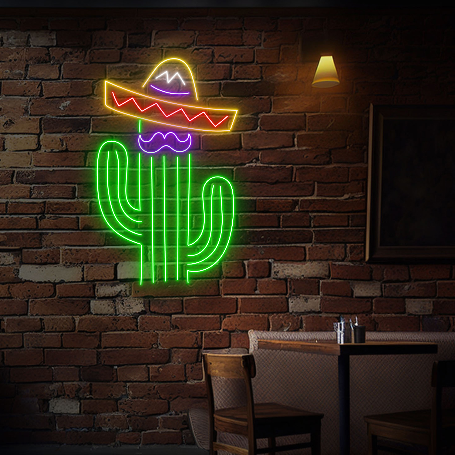 Mexican Sombrero Cactus Neon Sign