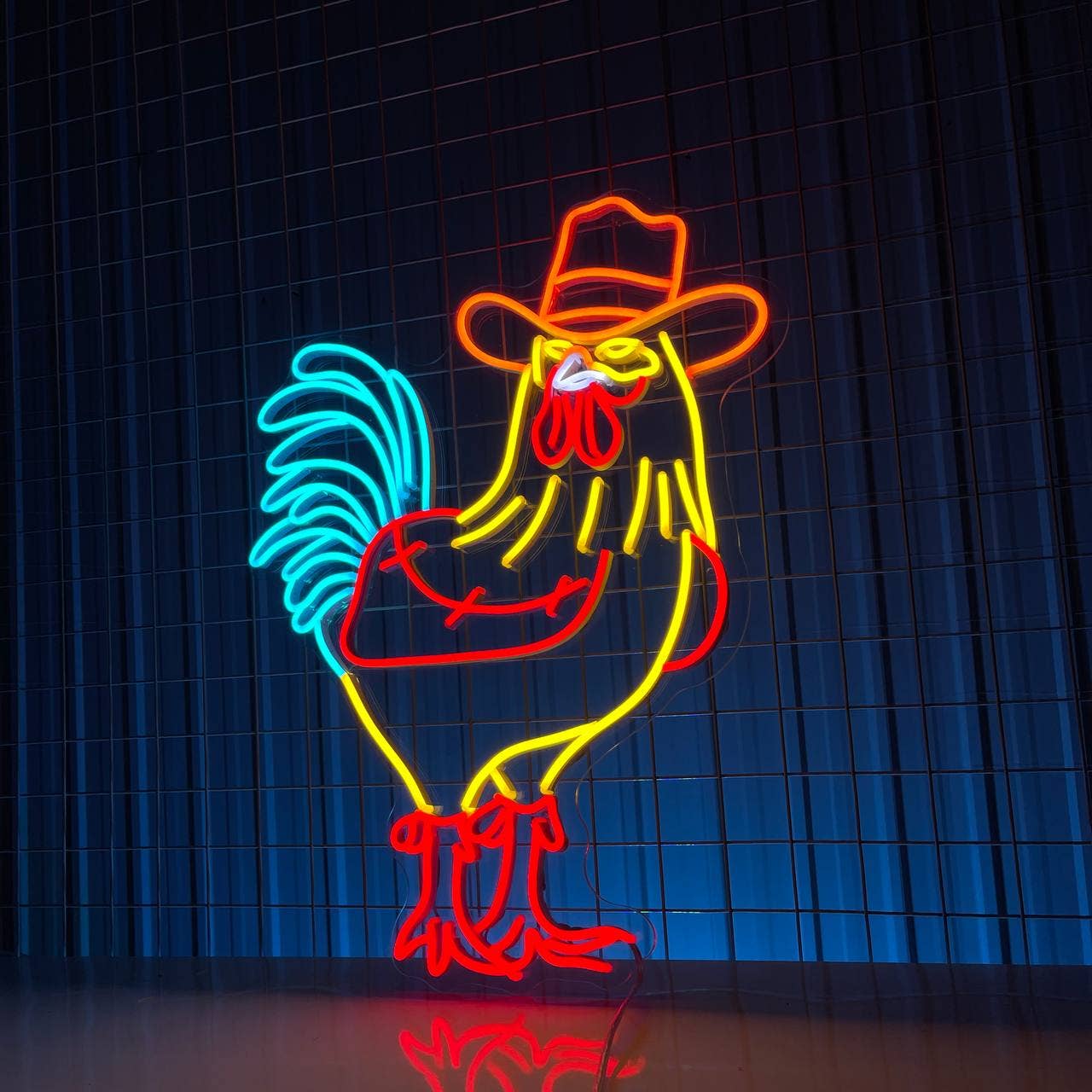 Chicken Cowboy Neon Sign Turkey Thanksgiving Farm Wall Decor