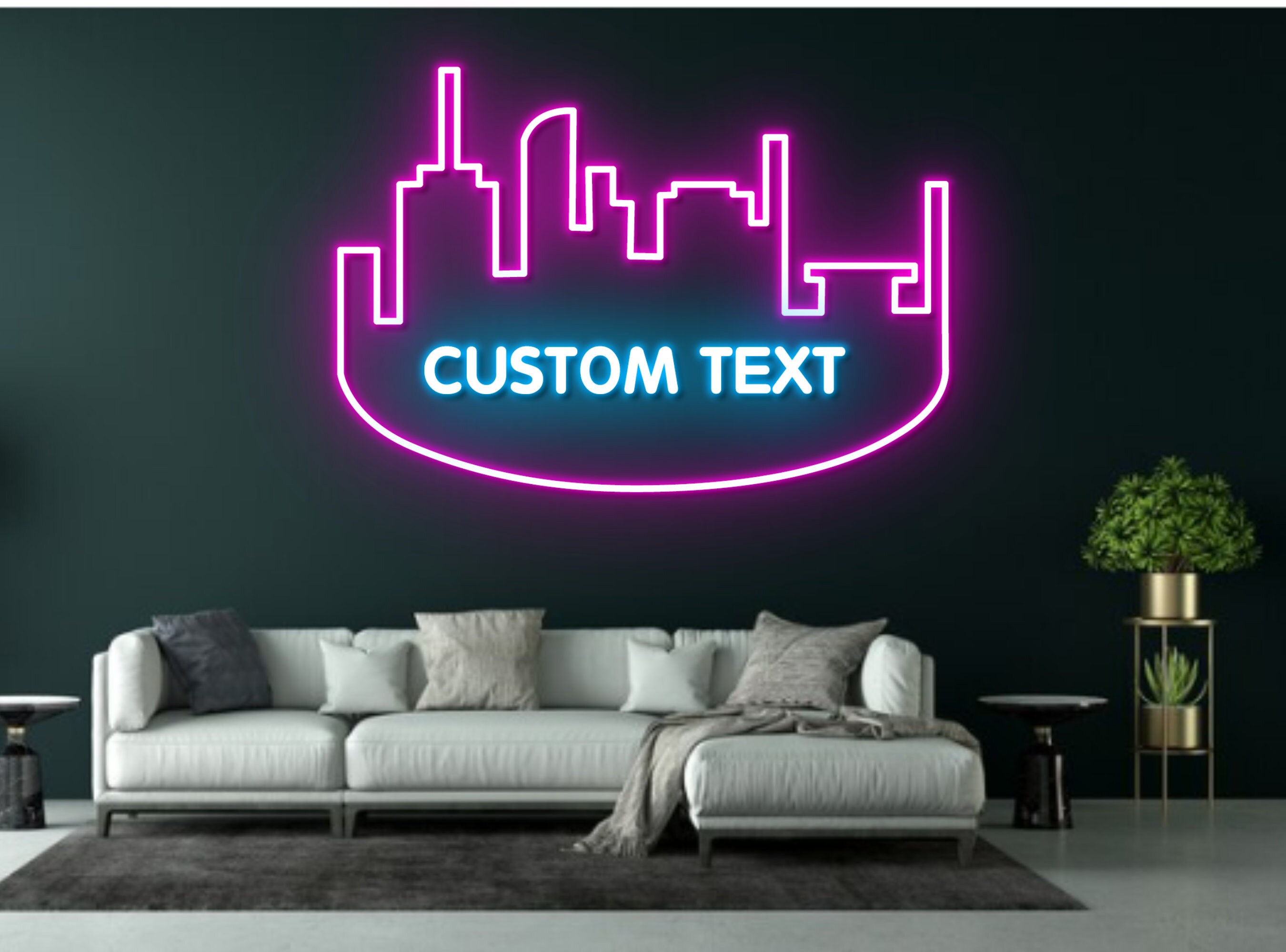 Custom City Skyline Neon Sign Bedroom Decor