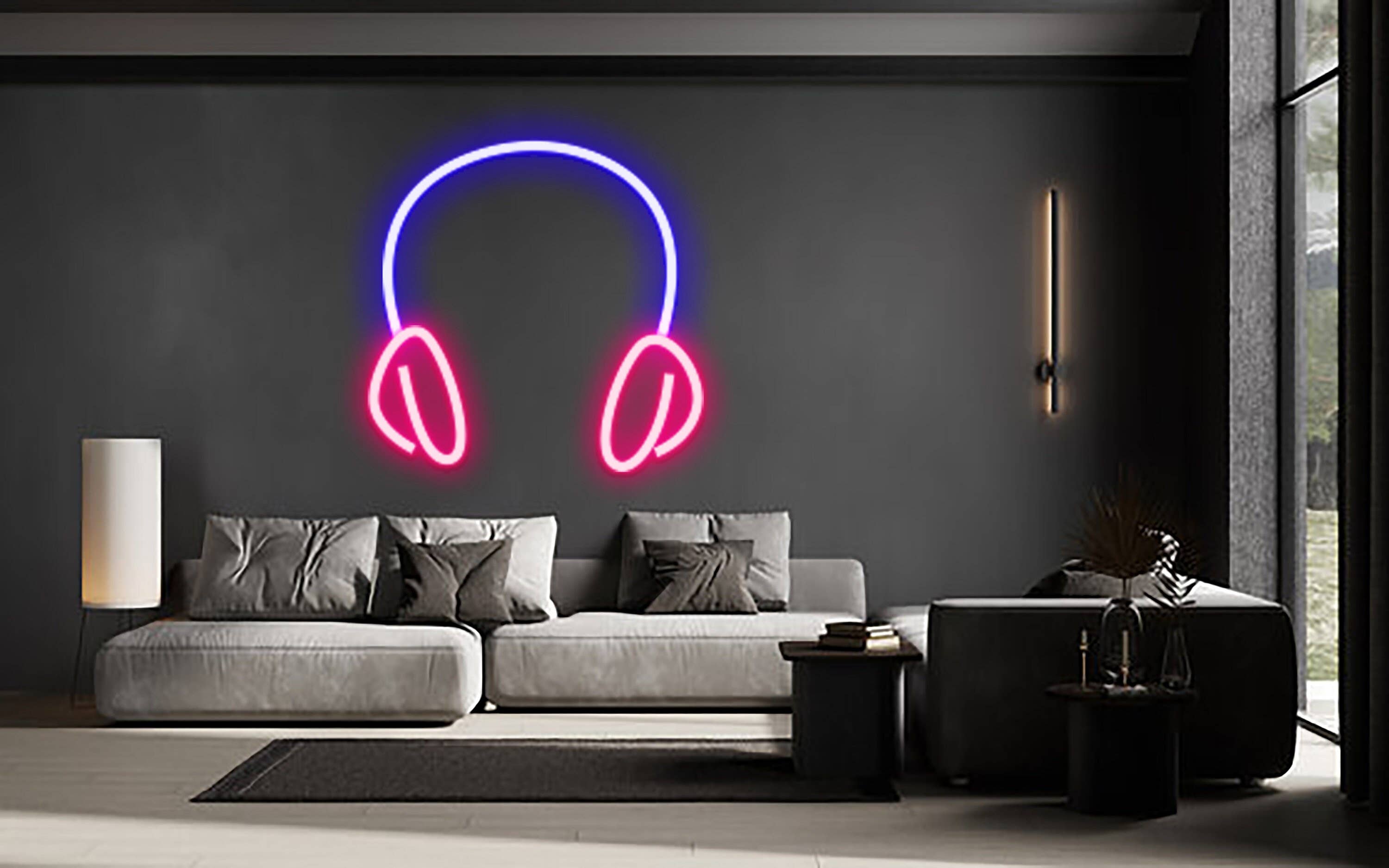 Headphone Neon Sign Music Studio Decor