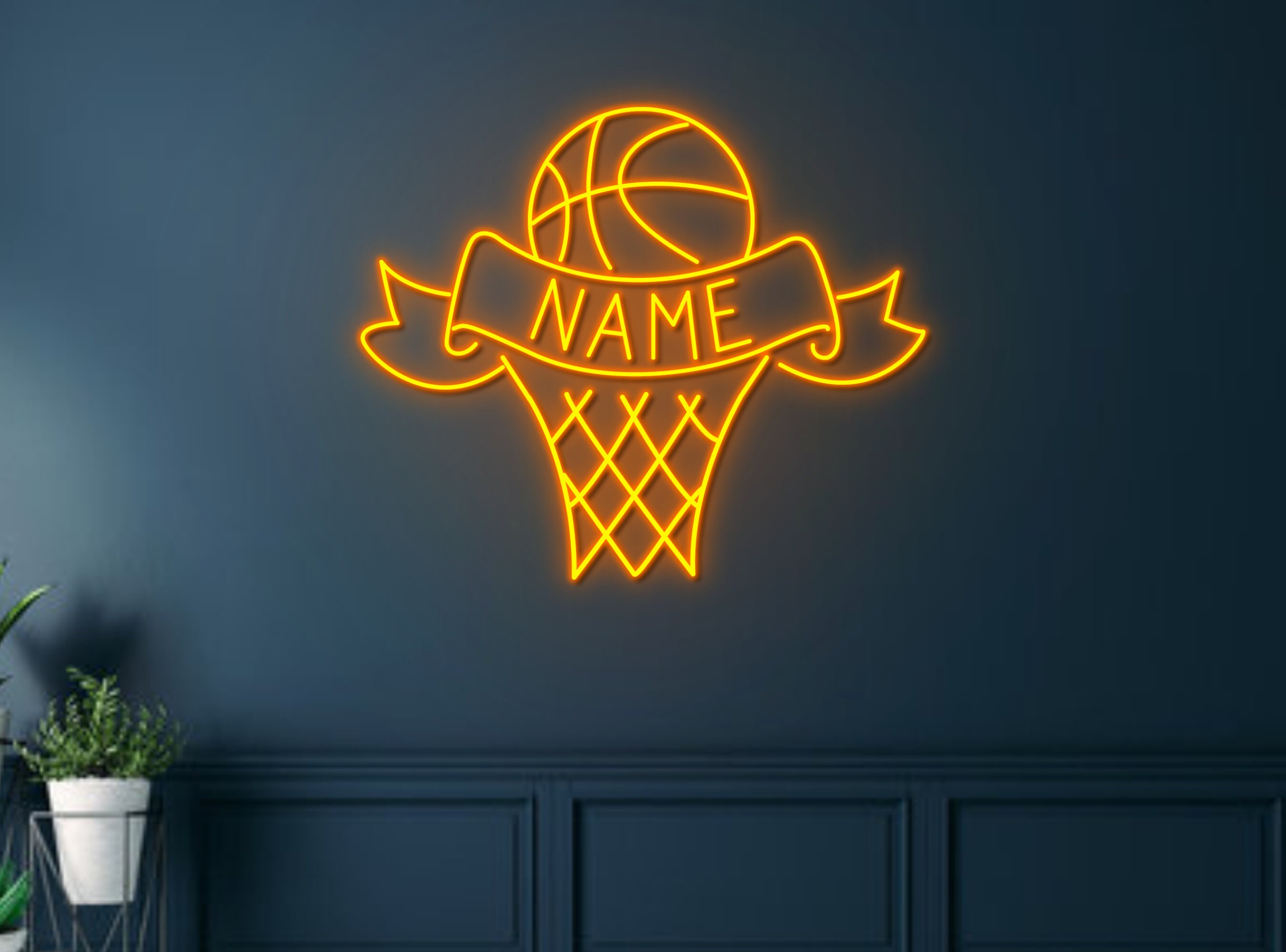 Custom Name Backboard Basketball Ball Neon Sign