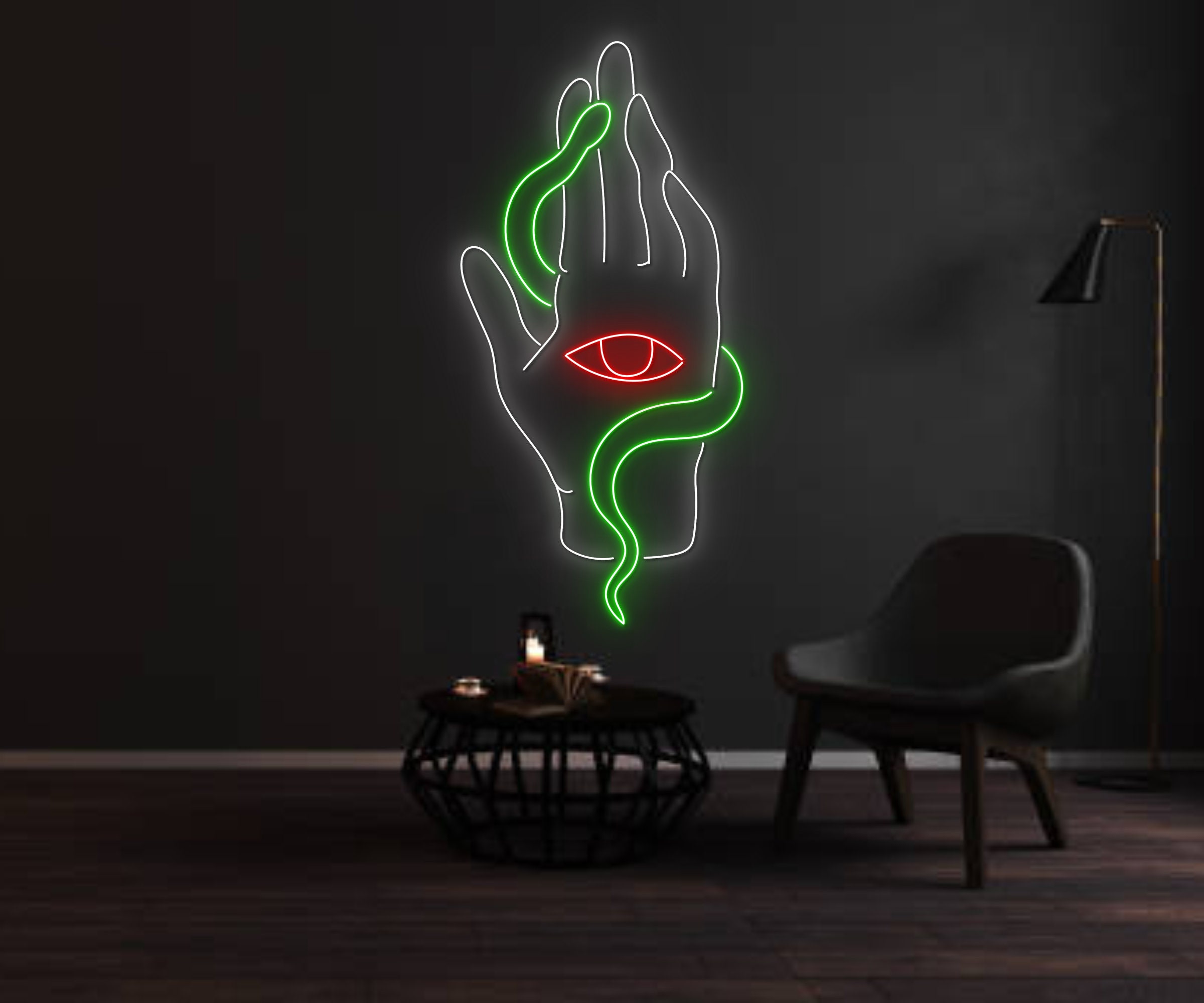 Hand With Snake Neon Sign