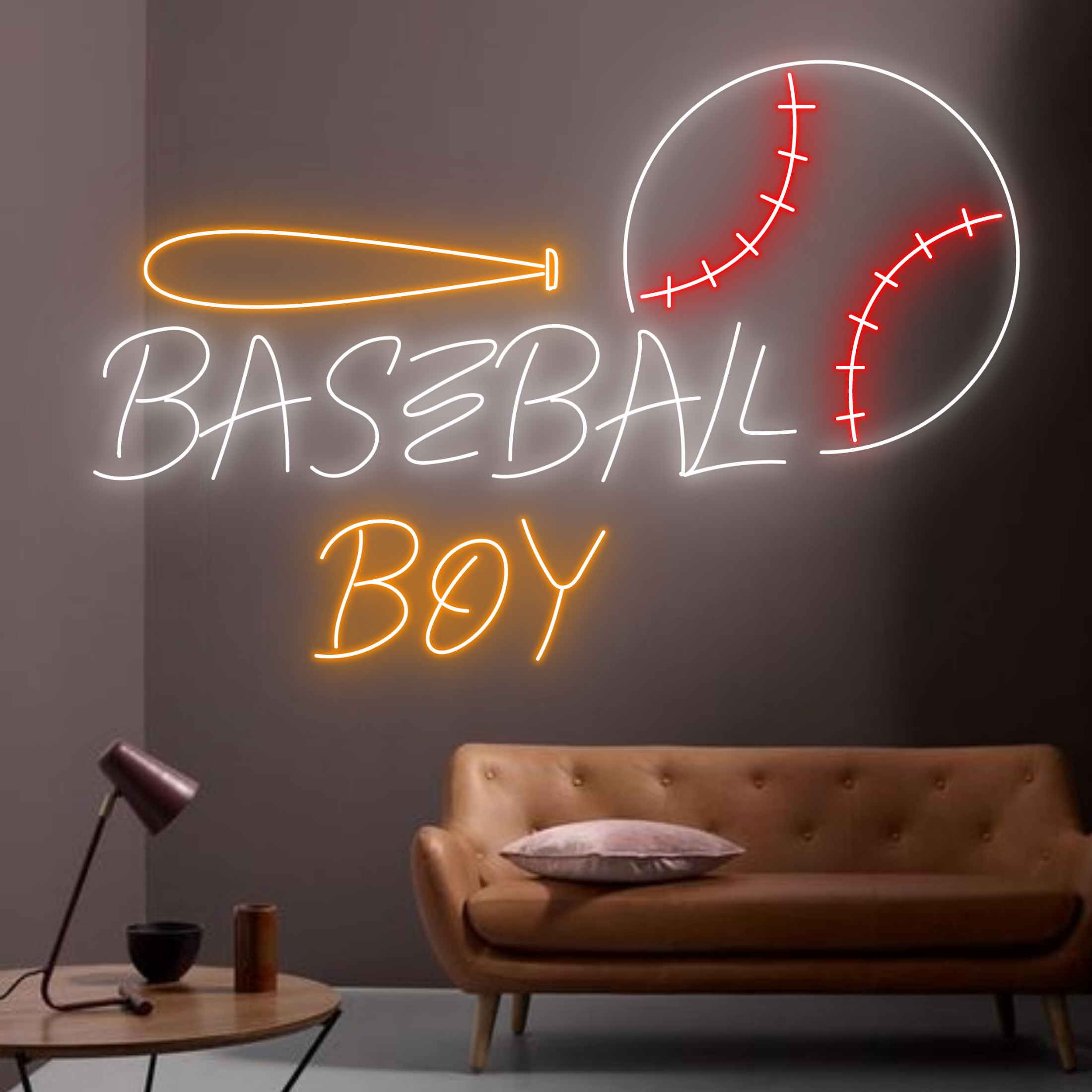 Baseball Boy Neon Neon Sign Baseball Club Fan Sport Decor