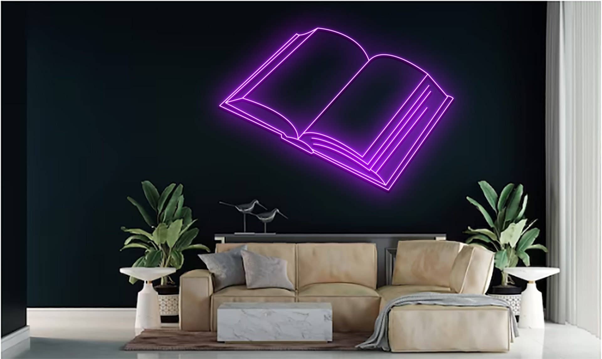 Book Line Art Neon Signs