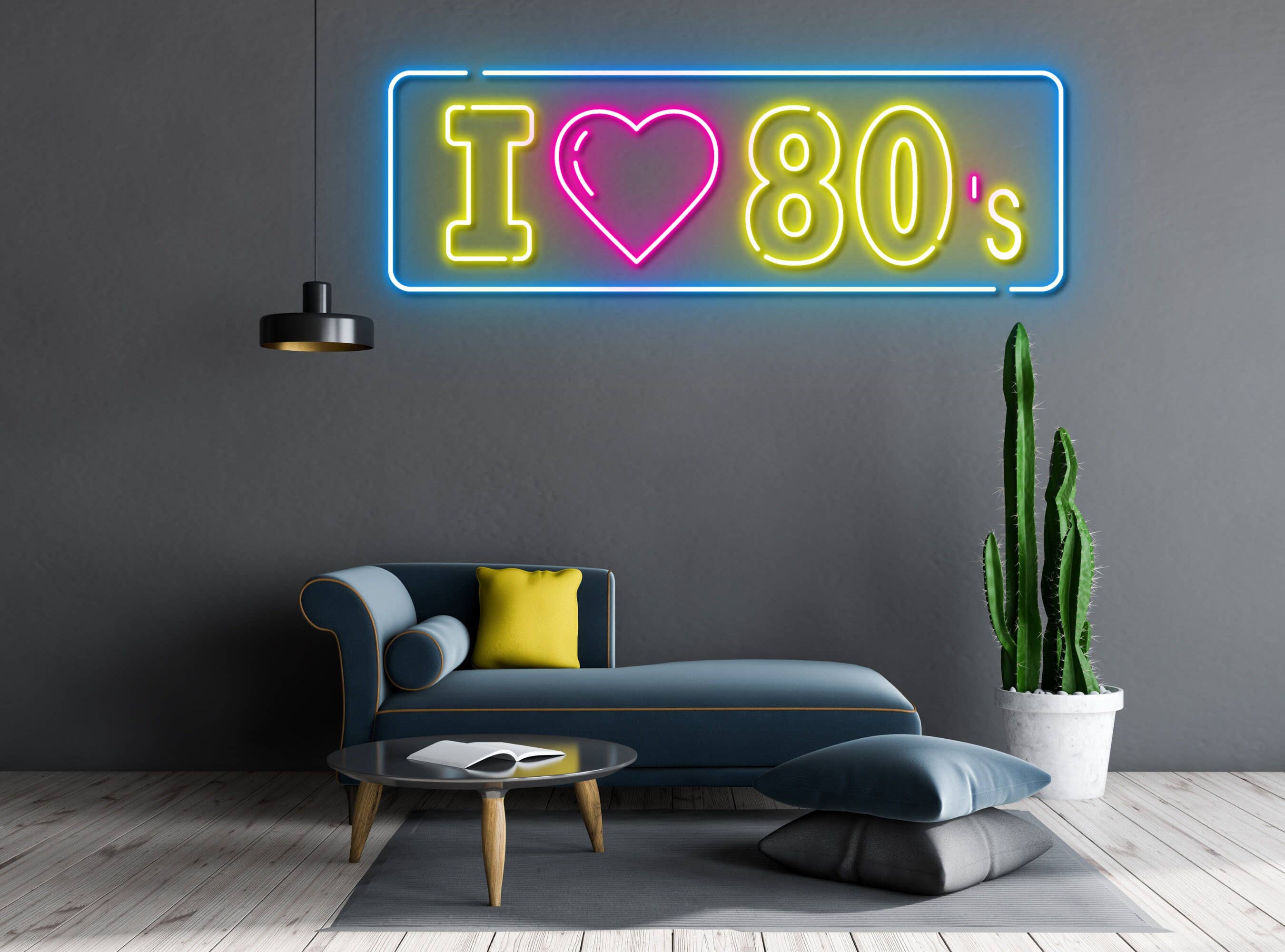 I Love 80's Neon Sign Vintage Wall Decor