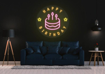 Happy Birthday Neon Sign Birthday Party Long-lasting Decor