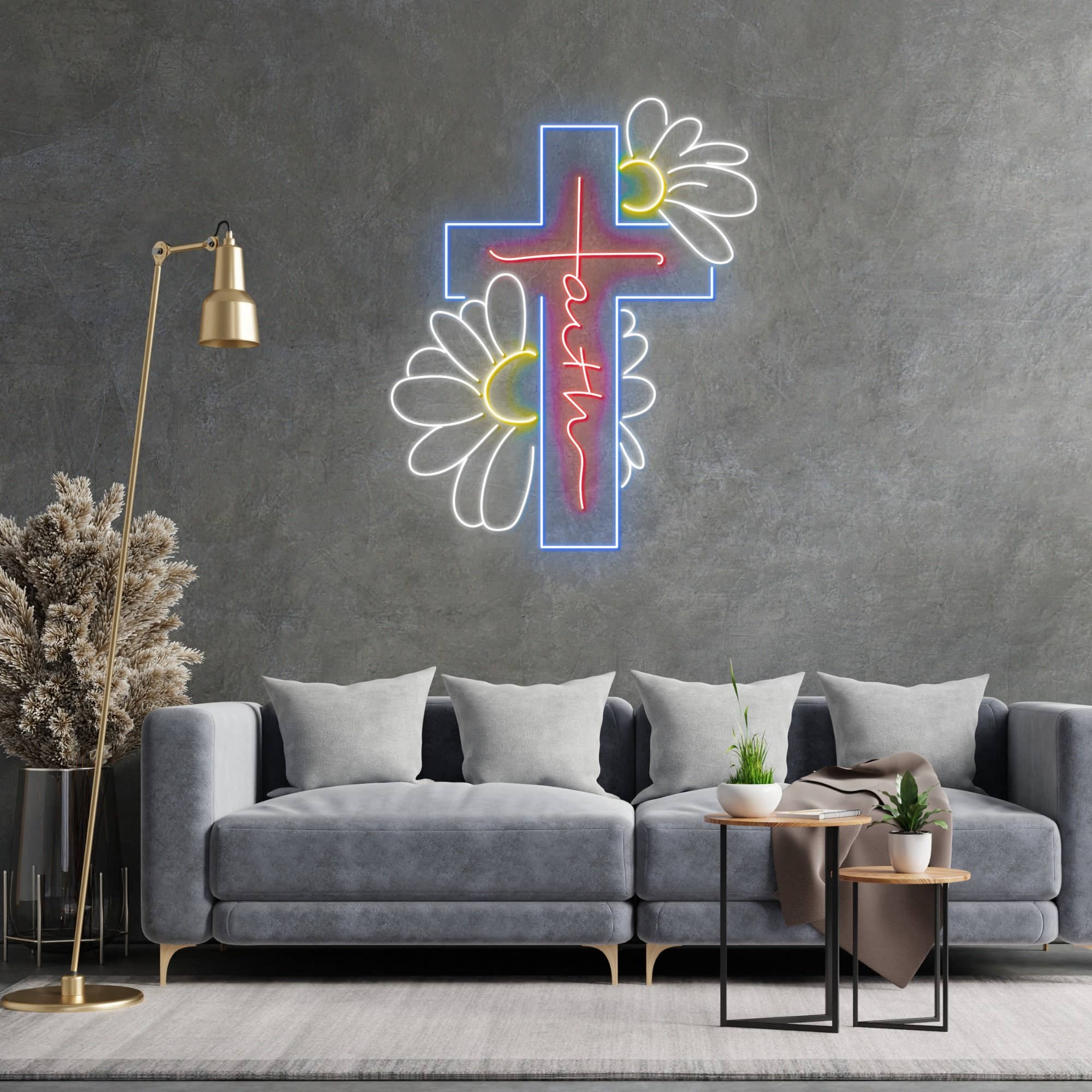 Daisy Faith Neon Sign Cross Jesus Led Sign