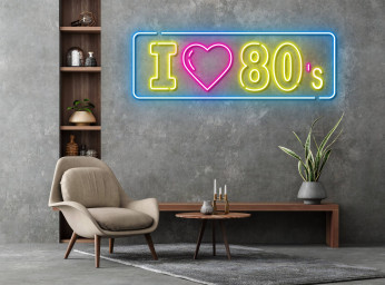 I Love 80's Neon Sign Vintage Wall Decor