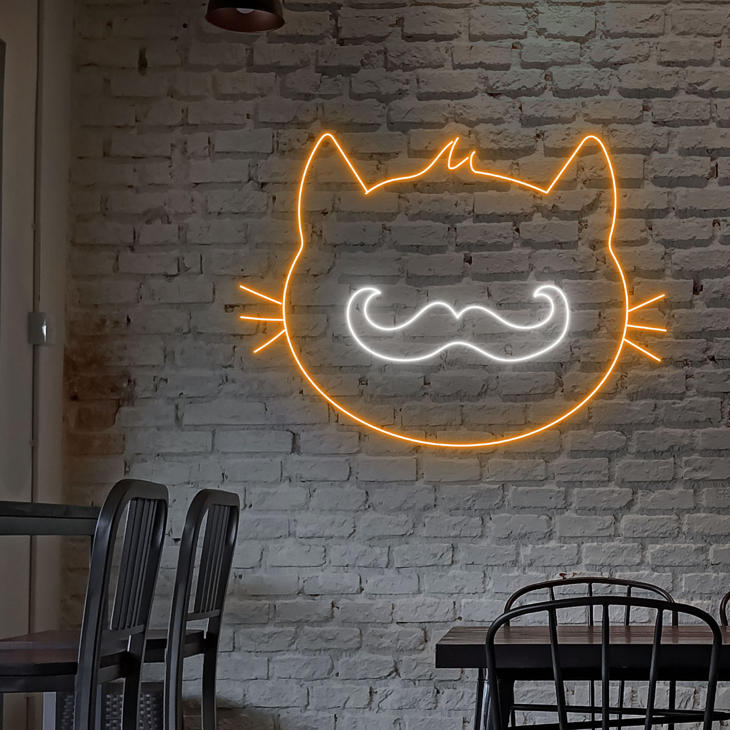 Mustache Cat Neon Sign Funny Cat Wall Art Decor