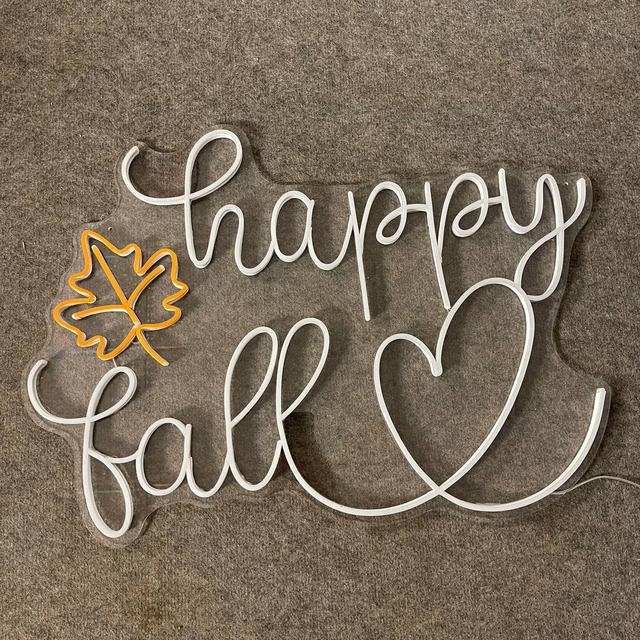 Happy Fall Neon Sign Autumn Thanksgiving Light Wall Decor