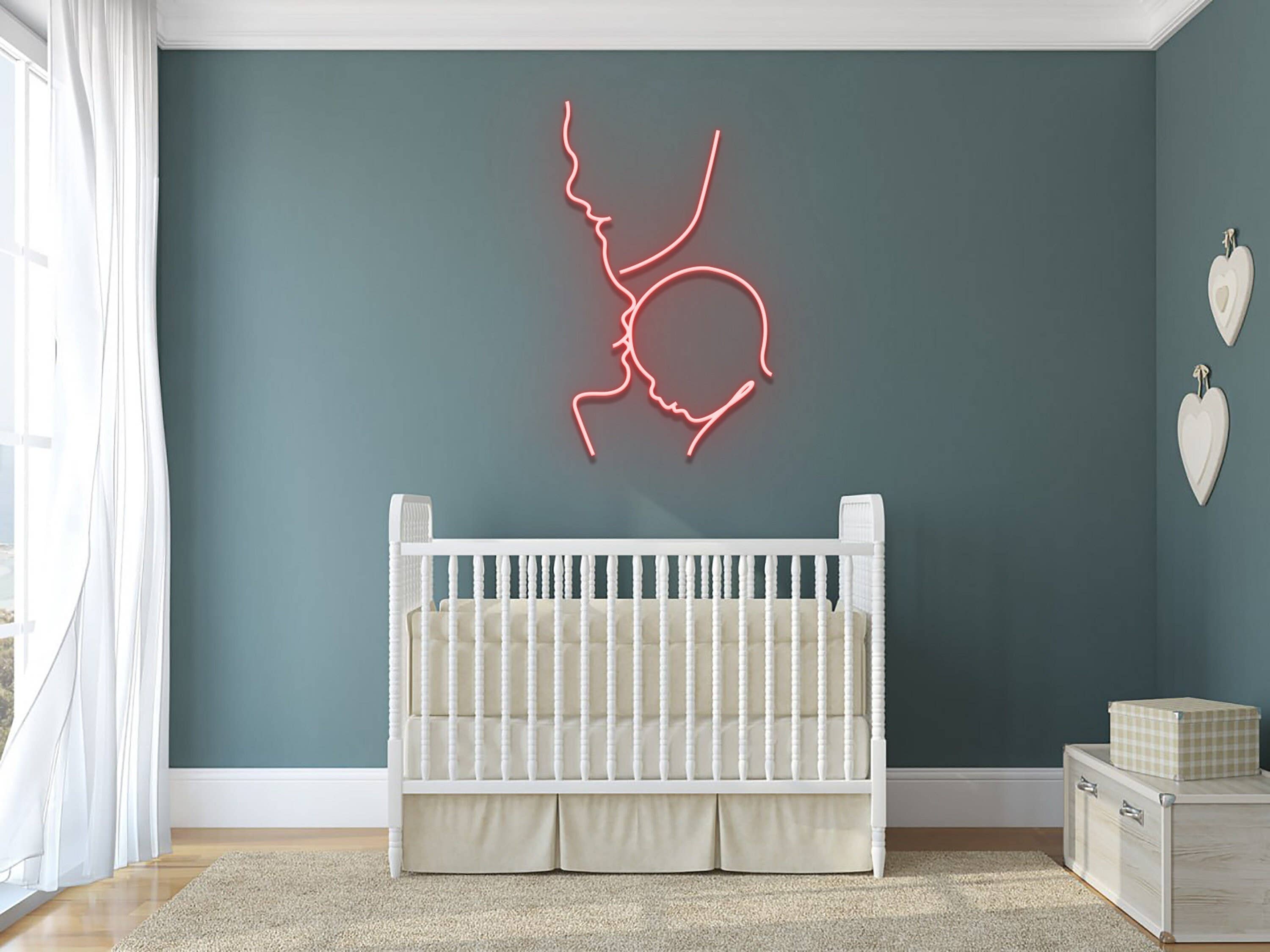 Dad Mom Baby Line Art Neon Sign Family Line Art Wall Decor