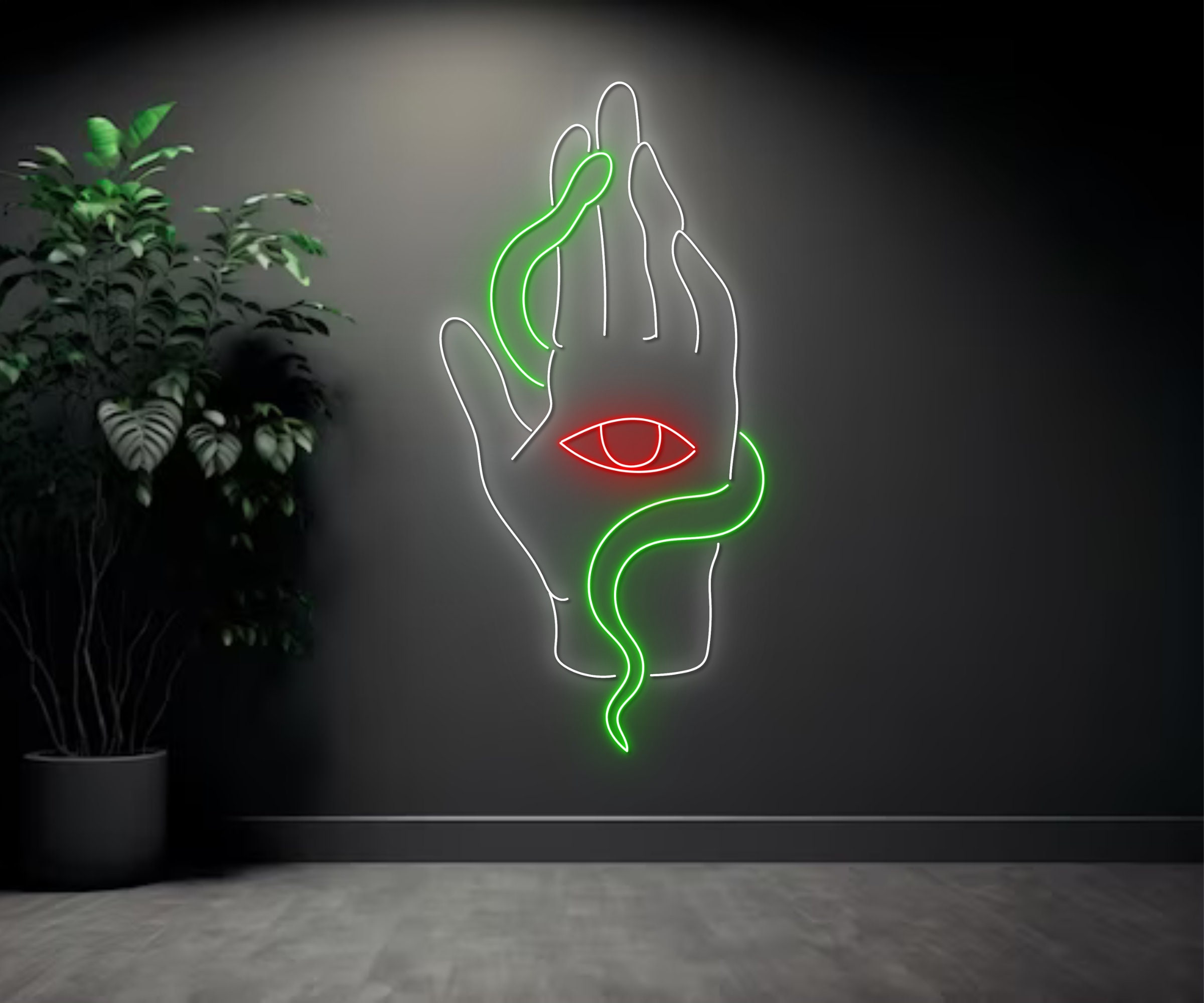 Hand With Snake Neon Sign