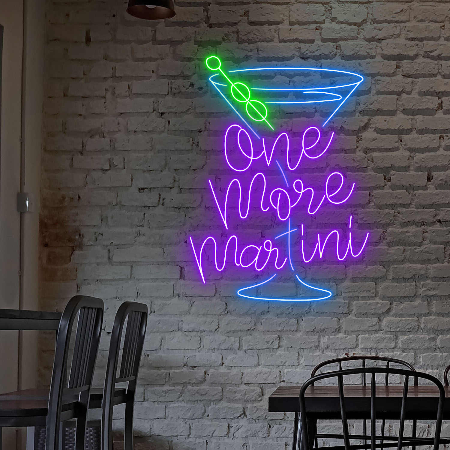 One More Martini Neon Sign Cocktails Bar Wall Decor