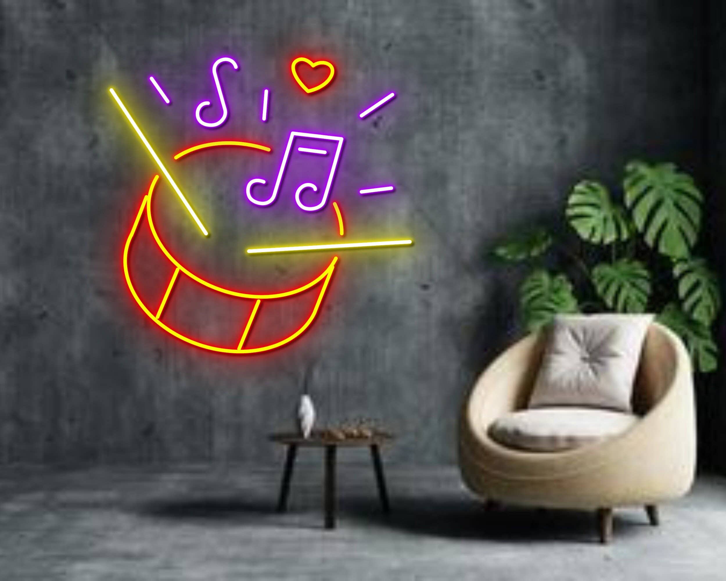 Drum Neon Sign Musical Instrument Wall Art