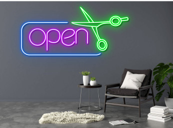 Open Barber Shop Neon Sign