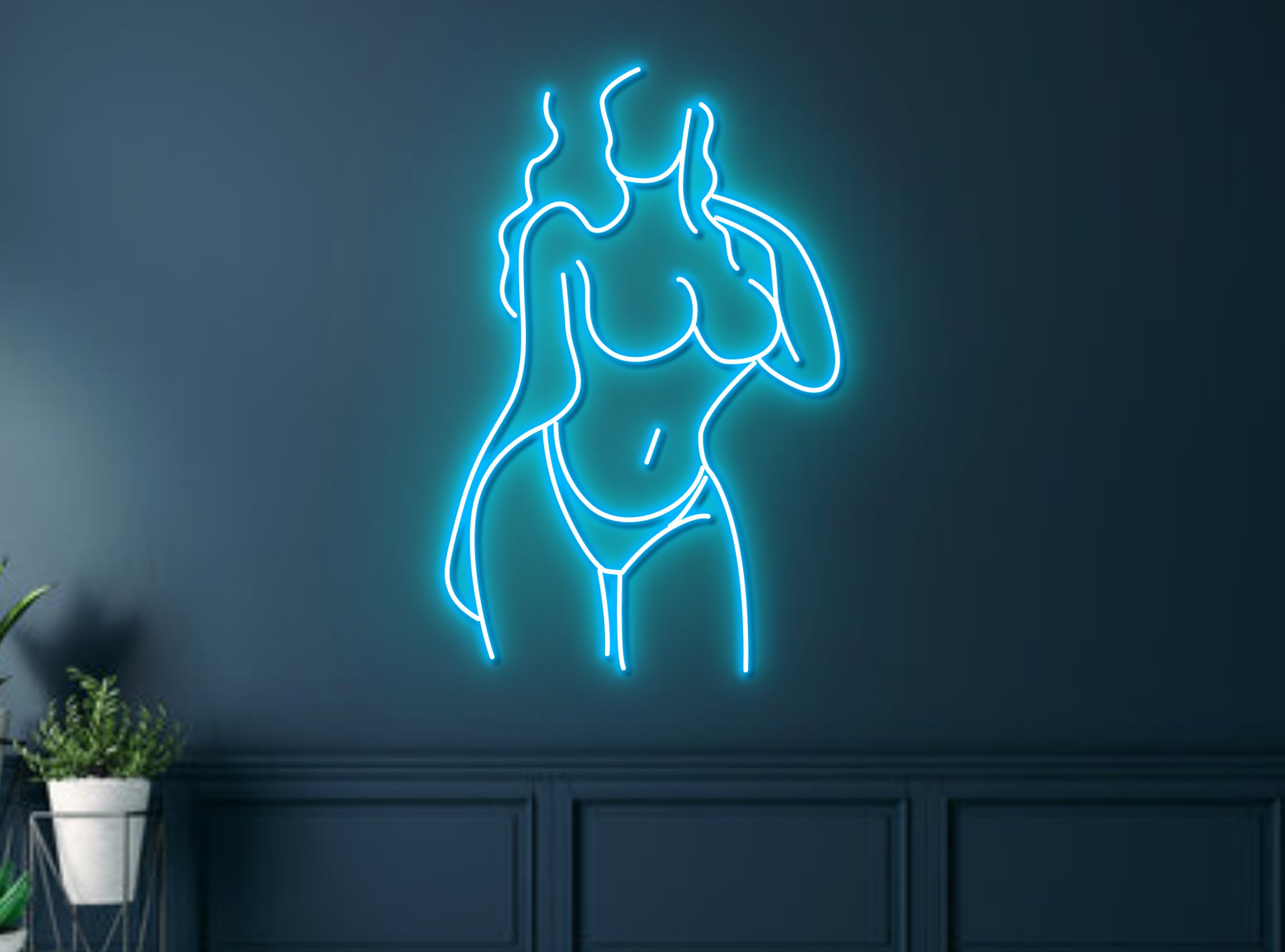 Sexy Beautiful Body Woman Line Art Neon Signs Abstract Art