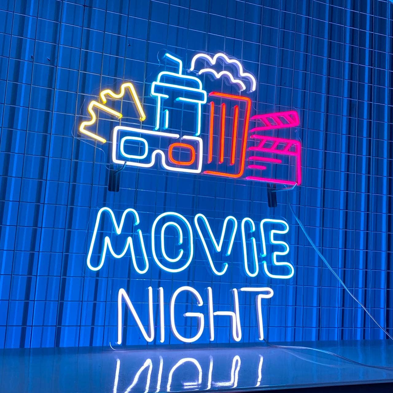 Movie Night Neon Sign Cinema Movie Theatre Wall Decor