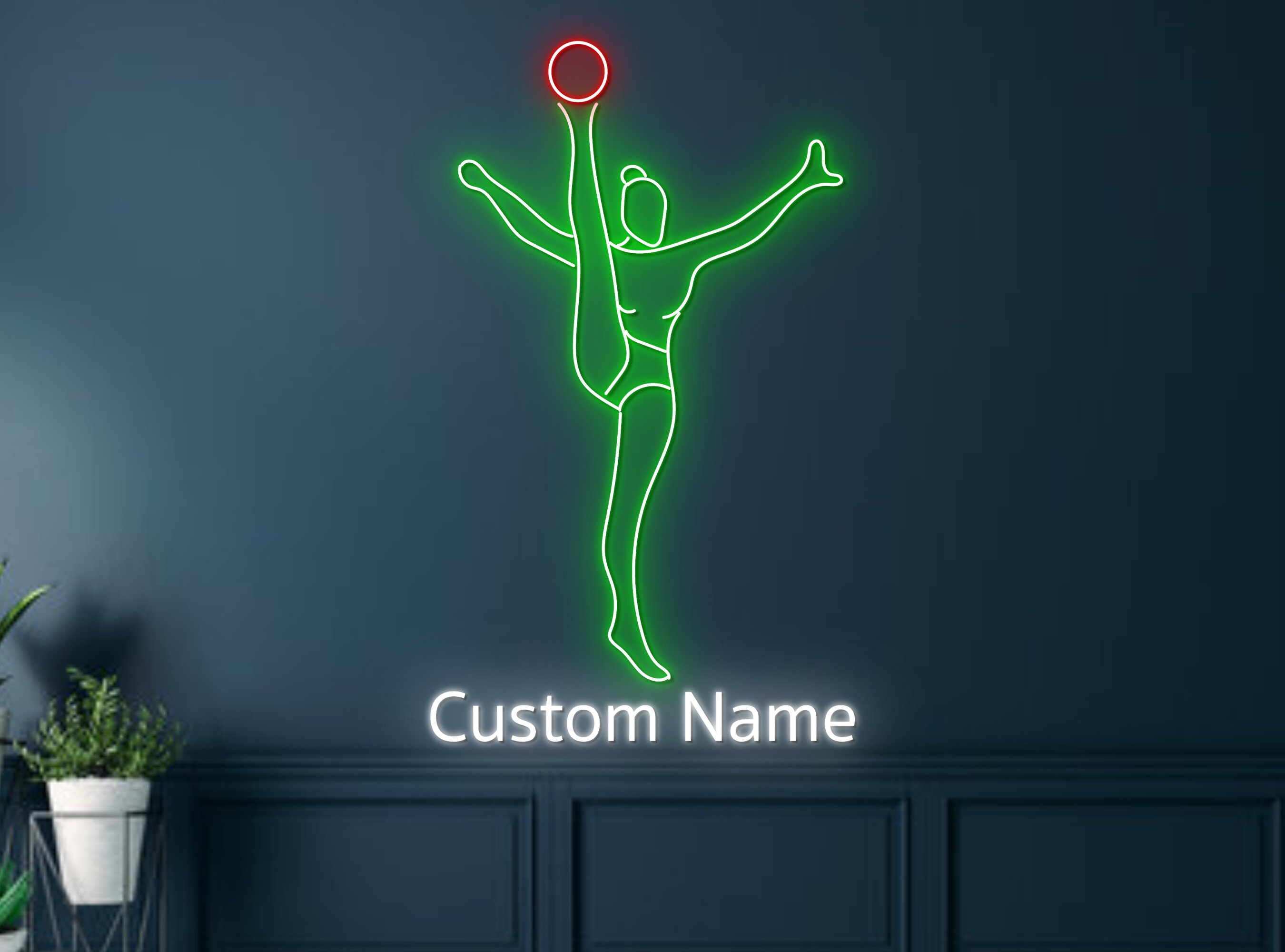 Personalized Female Gymnastics Neon Sign Gymnast Name Sign